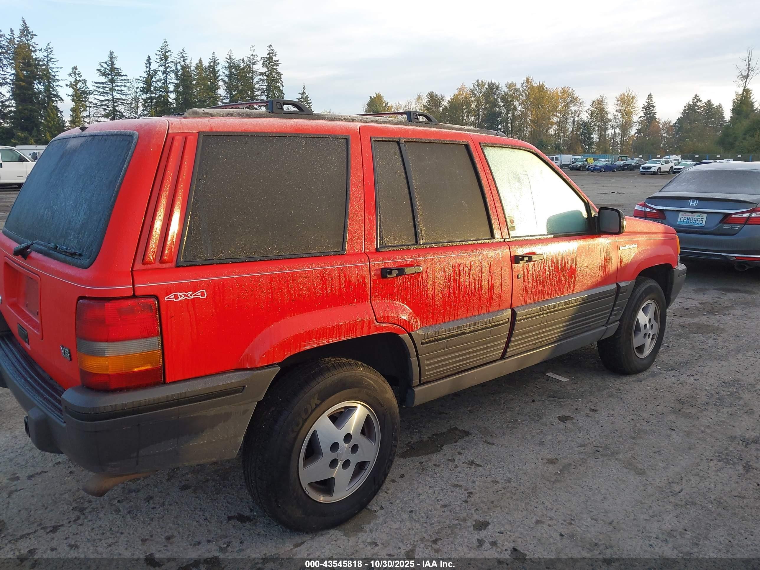 1995 Jeep Grand Cherokee Laredo Red vin: 1J4GZ58Y6SC500767