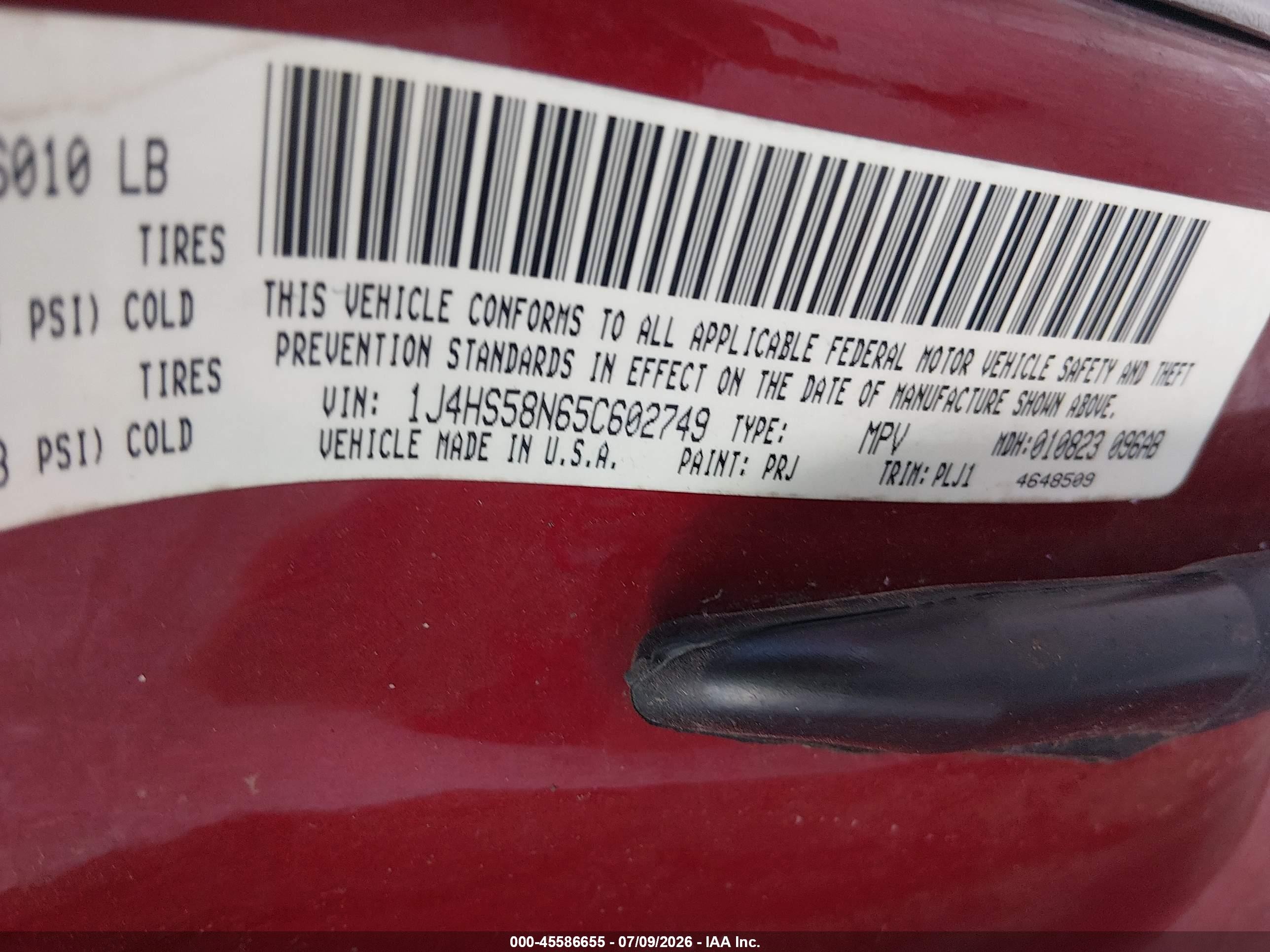 2005 Jeep Grand Cherokee Limited Maroon vin: 1J4HS58N65C602749