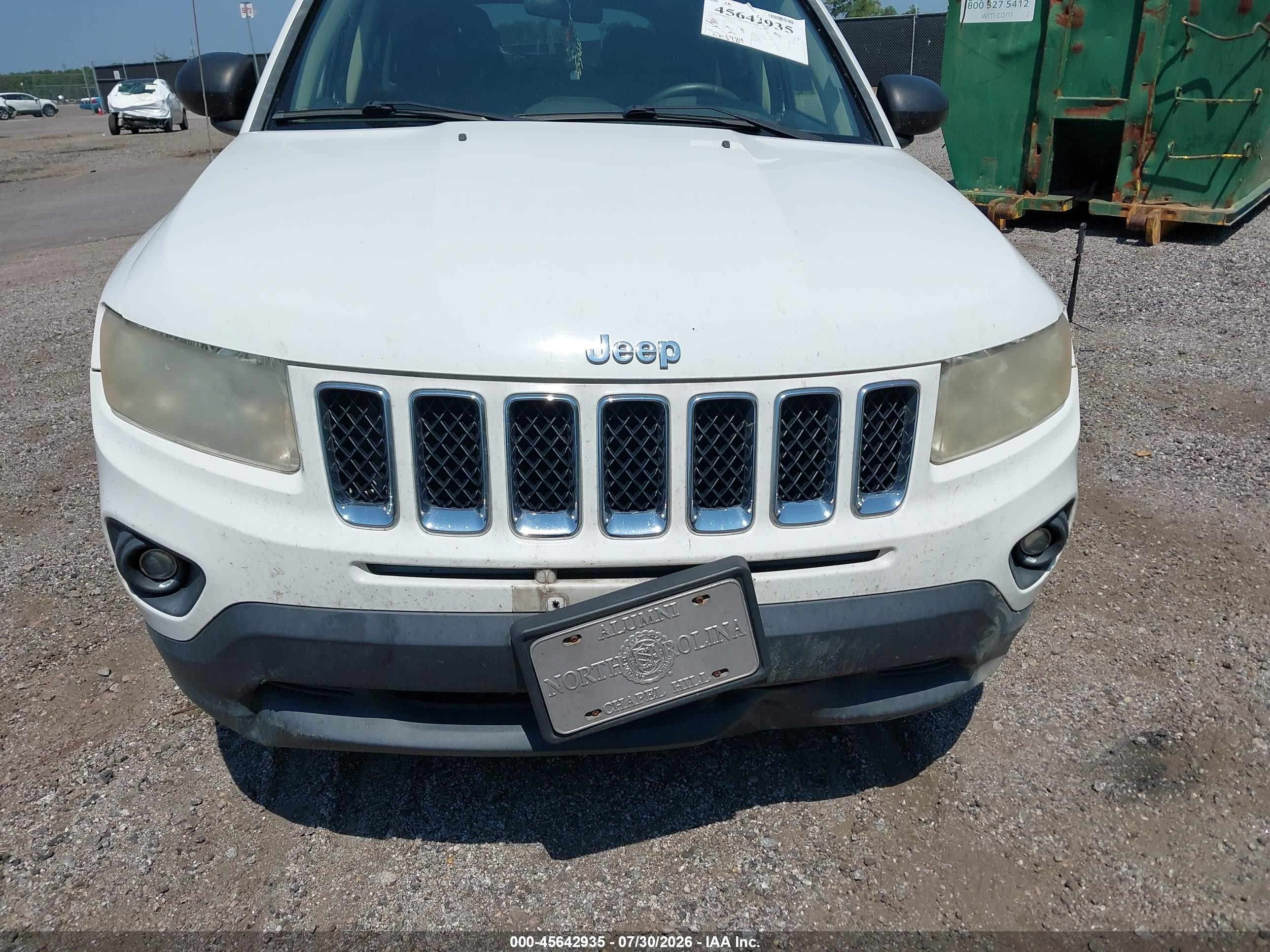 2011 Jeep Compass   White vin: 1J4NF1FB5BD250620