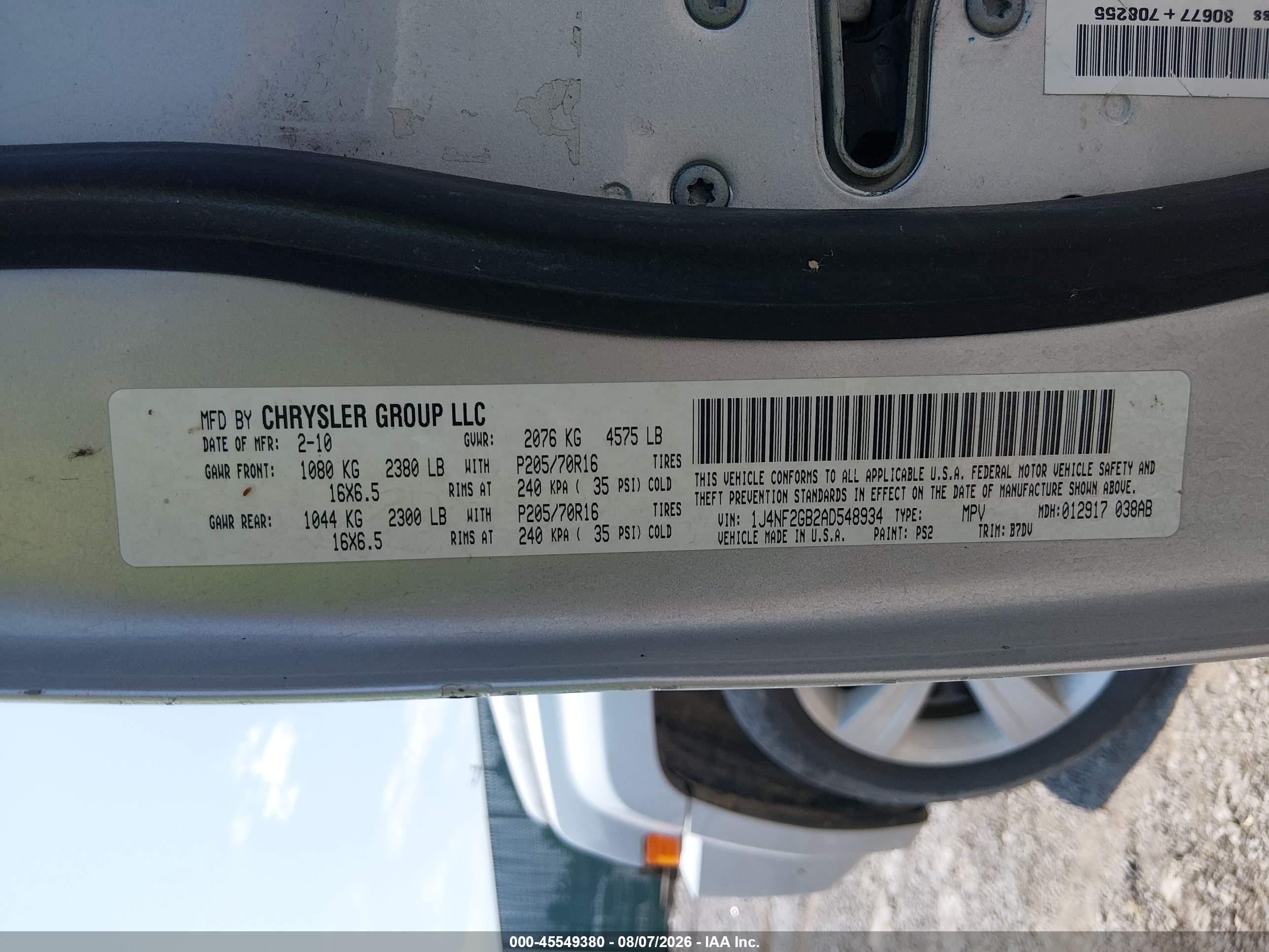 2010 Jeep Patriot Sport Silver vin: 1J4NF2GB2AD548934