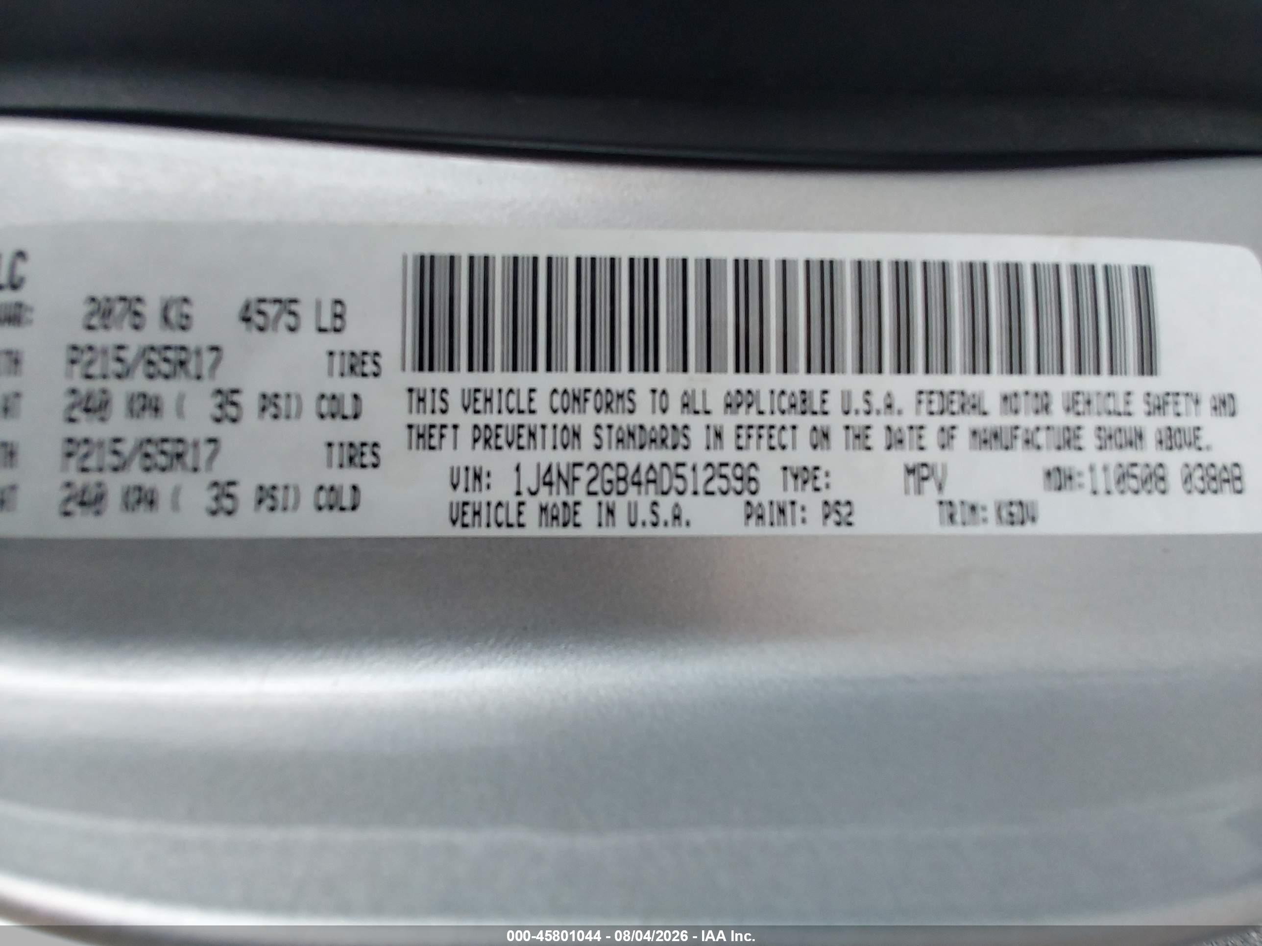2010 Jeep Patriot Sport Серебряный vin: 1J4NF2GB4AD512596