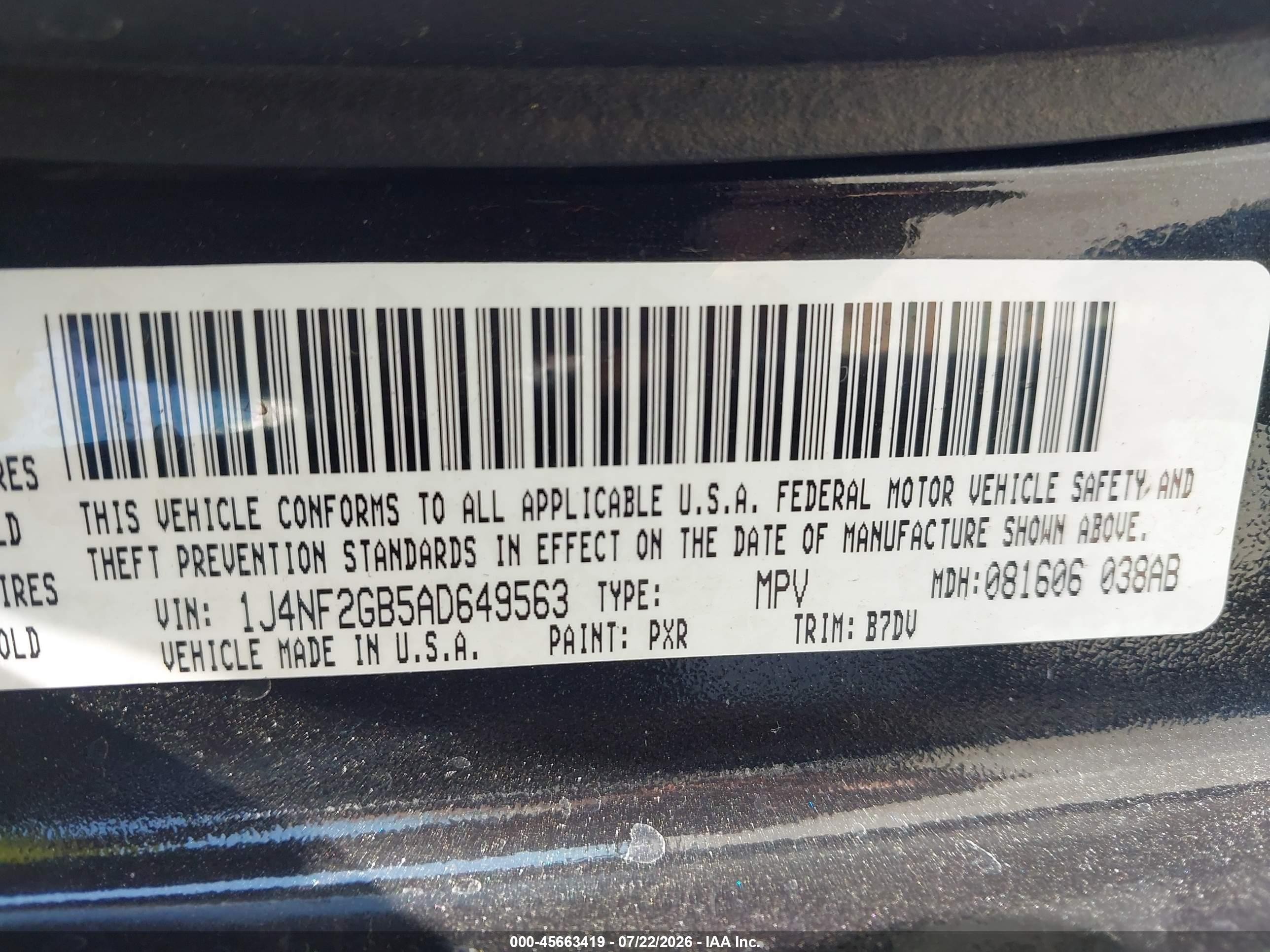 2010 Jeep Patriot Sport Black vin: 1J4NF2GB5AD649563