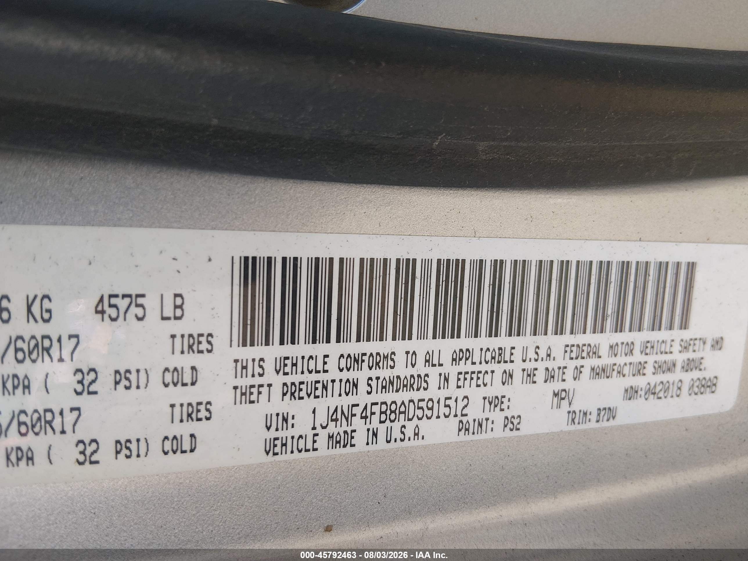 2010 Jeep Compass Sport Silver vin: 1J4NF4FB8AD591512