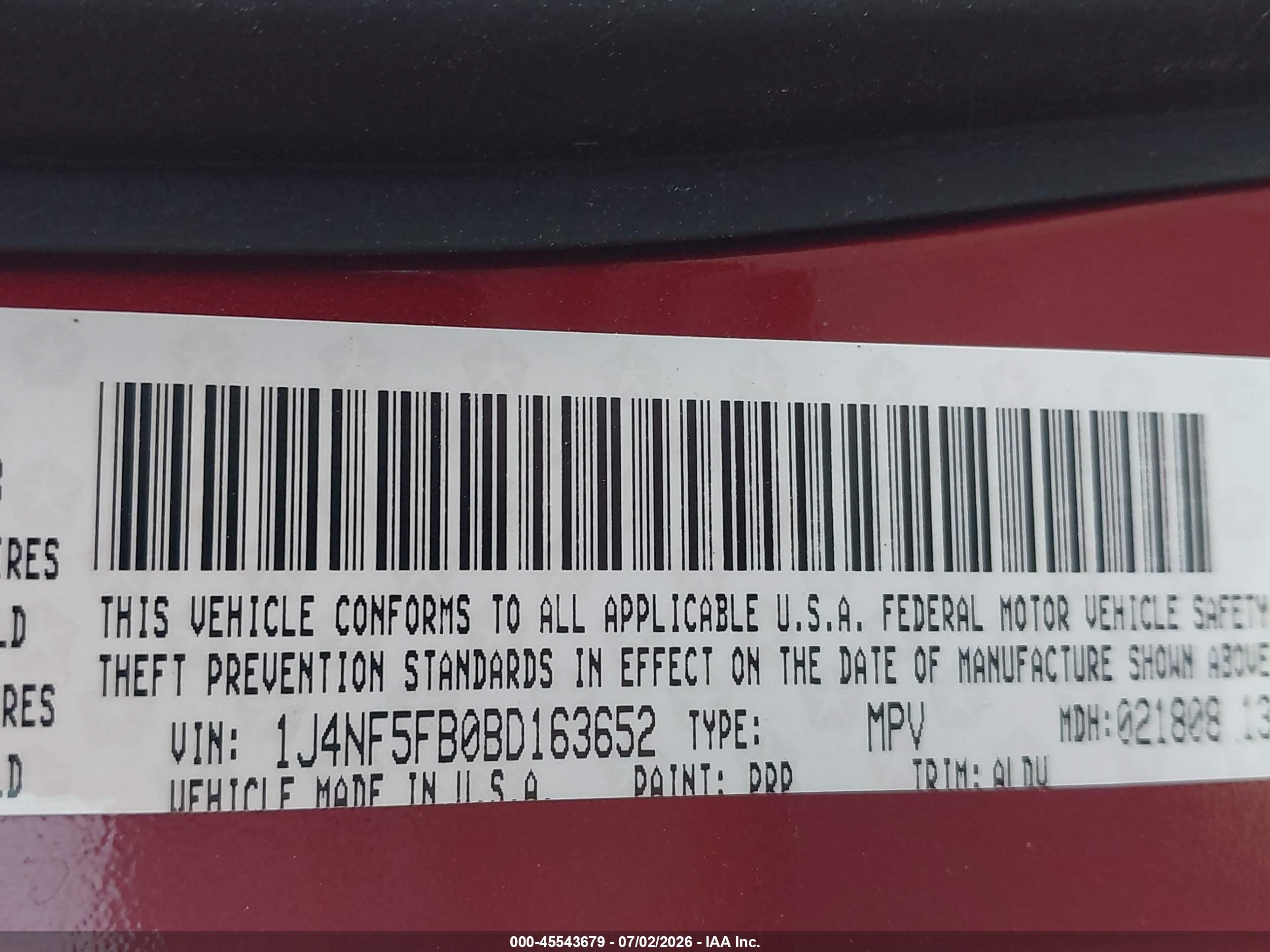 2011 Jeep Compass Limited Red vin: 1J4NF5FB0BD163652