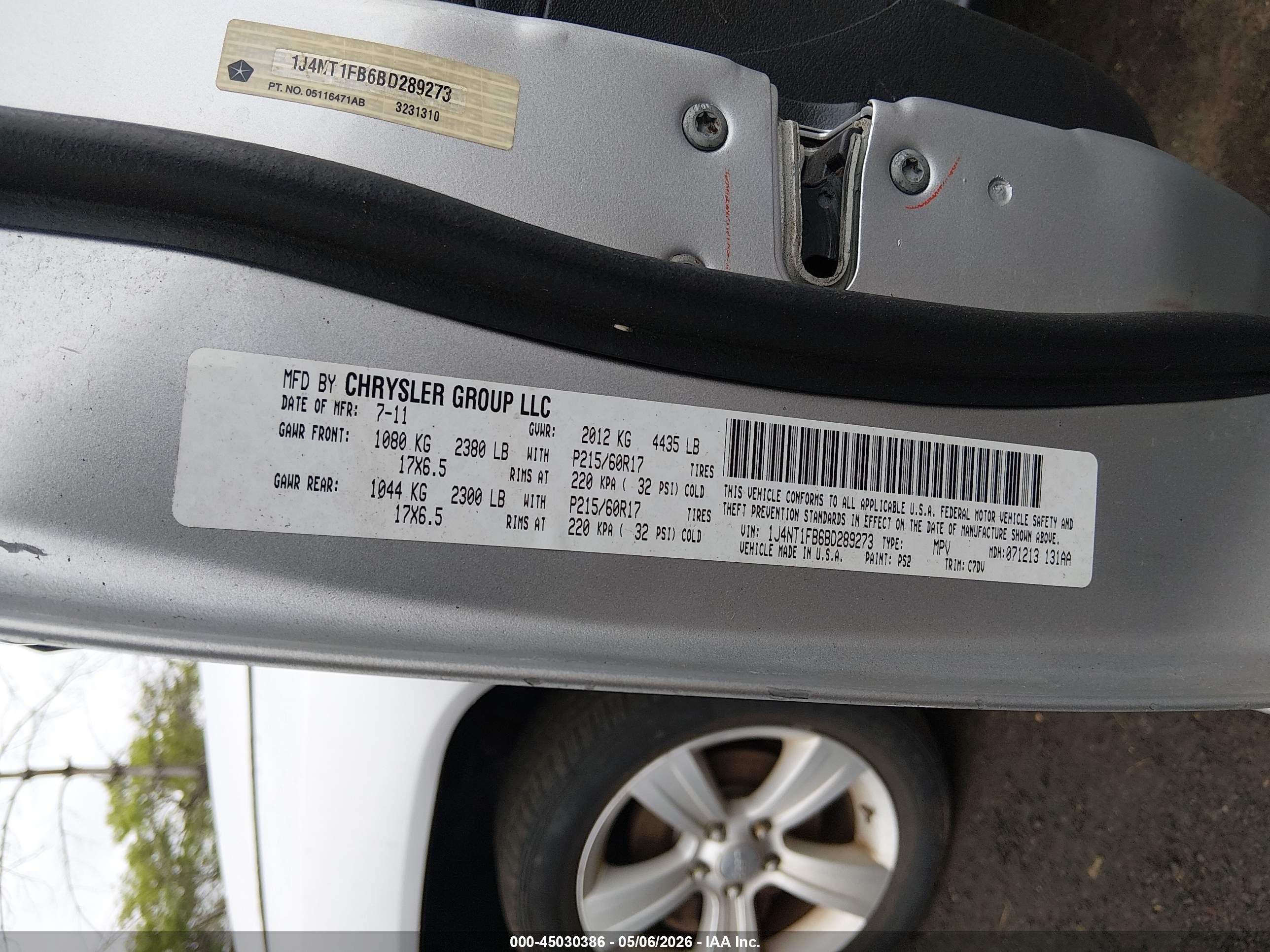 2011 Jeep Compass   Серебряный vin: 1J4NT1FB6BD289273