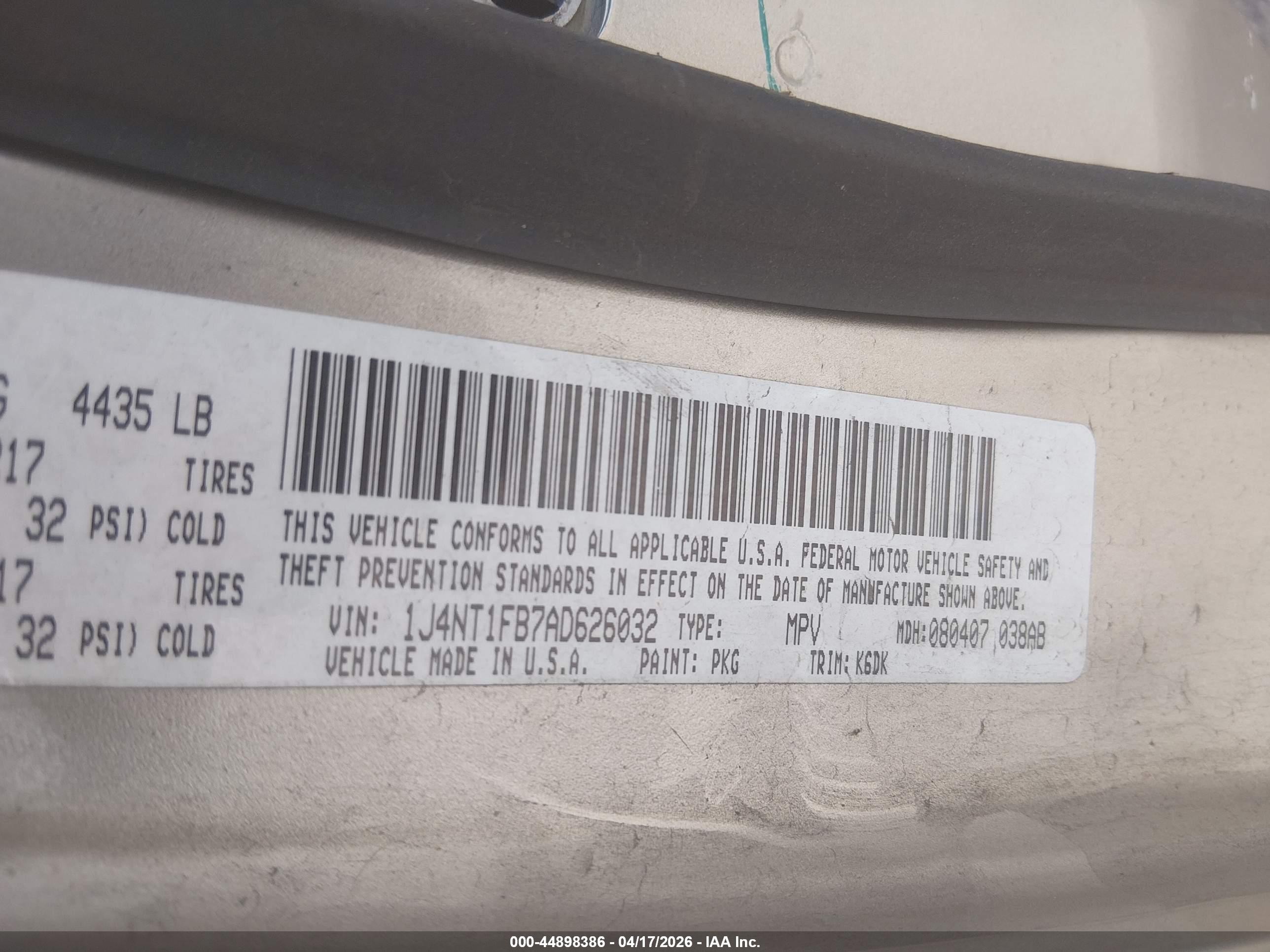 2010 Jeep Compass Sport Бежевый vin: 1J4NT1FB7AD626032