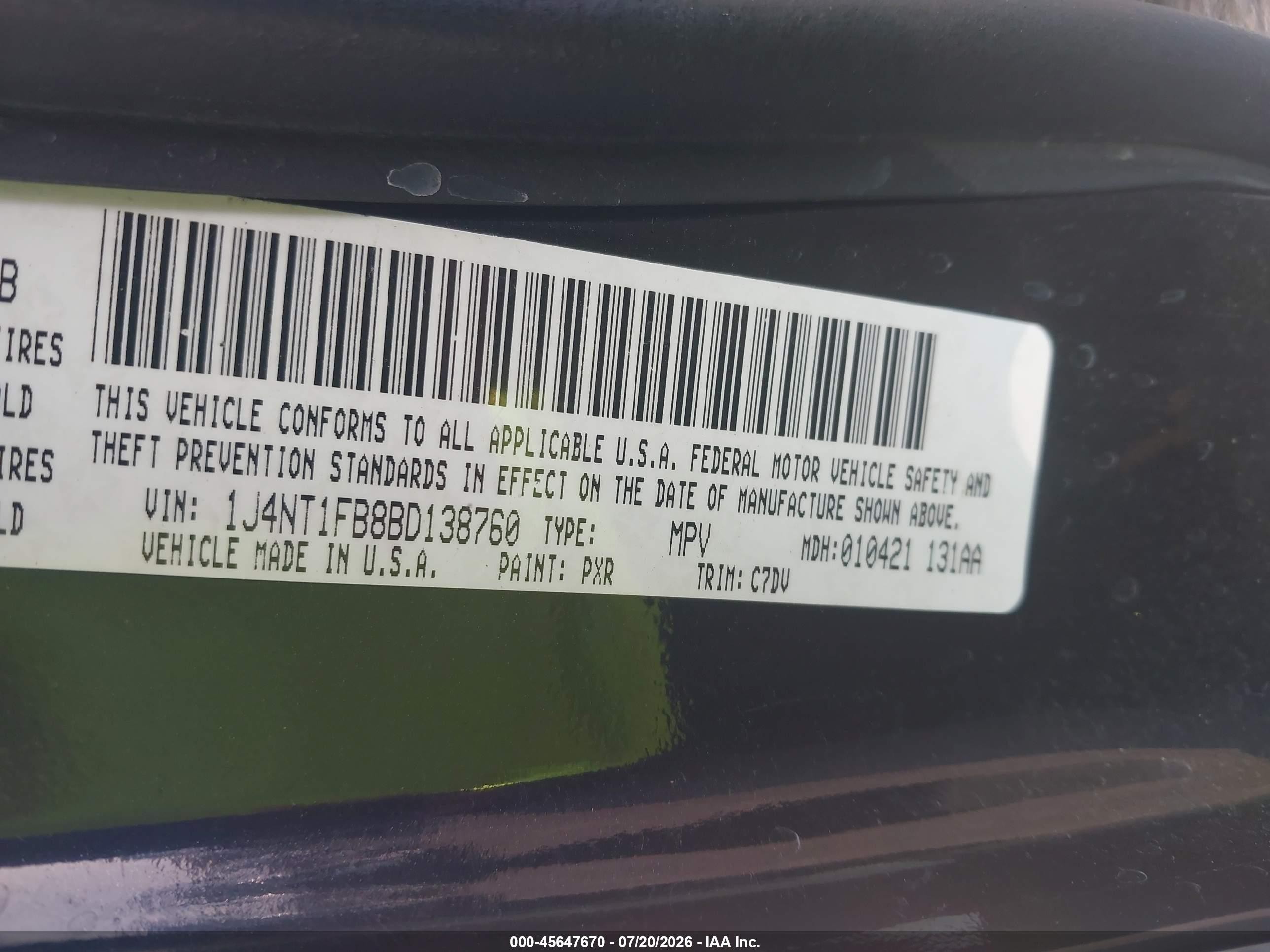 2011 Jeep Compass   Black vin: 1J4NT1FB8BD138760
