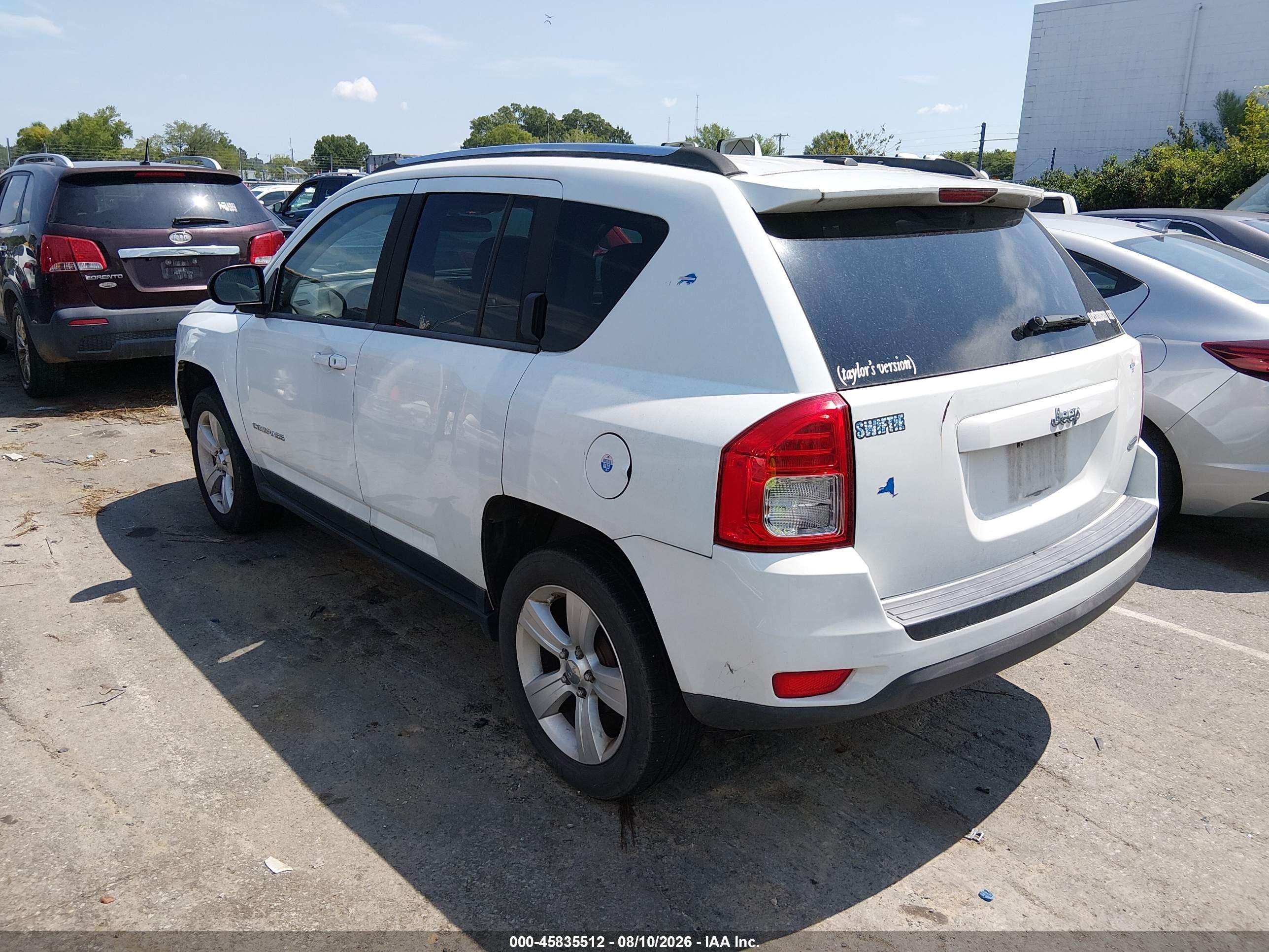 2011 Jeep Compass   White vin: 1J4NT1FB8BD190082