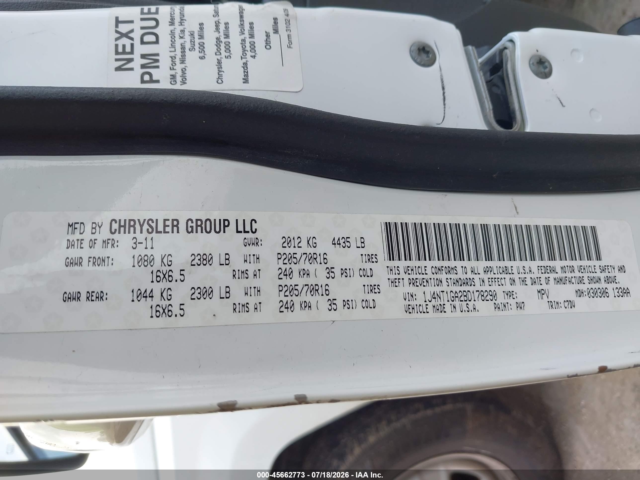 2011 Jeep Patriot Sport White vin: 1J4NT1GA2BD178290