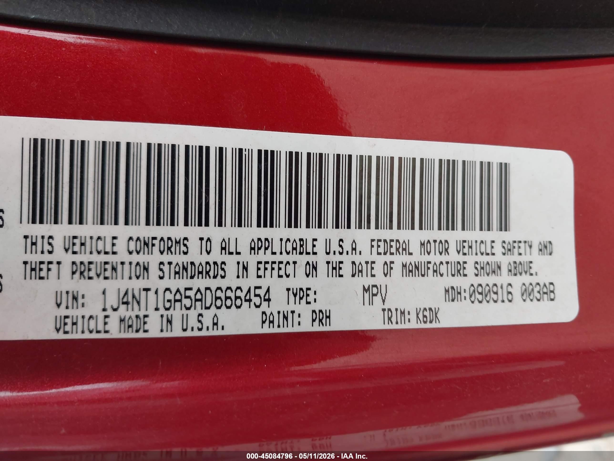 2010 Jeep Patriot Sport Red vin: 1J4NT1GA5AD666454