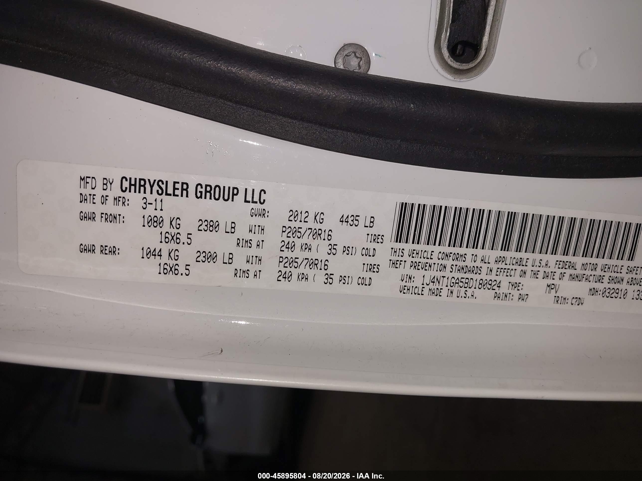 2011 Jeep Patriot Sport Белый vin: 1J4NT1GA5BD180924