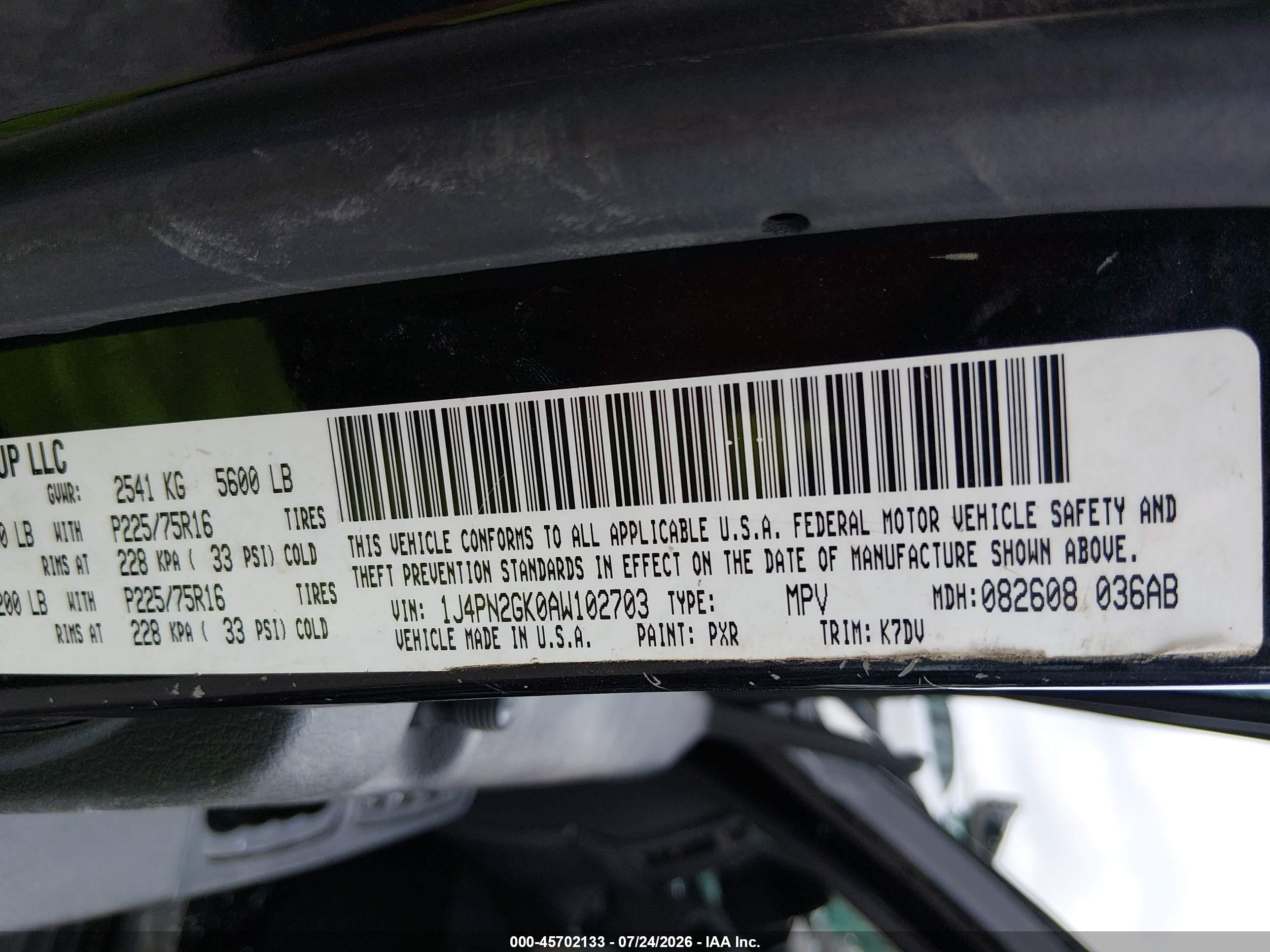 2010 Jeep Liberty Sport Black vin: 1J4PN2GK0AW102703