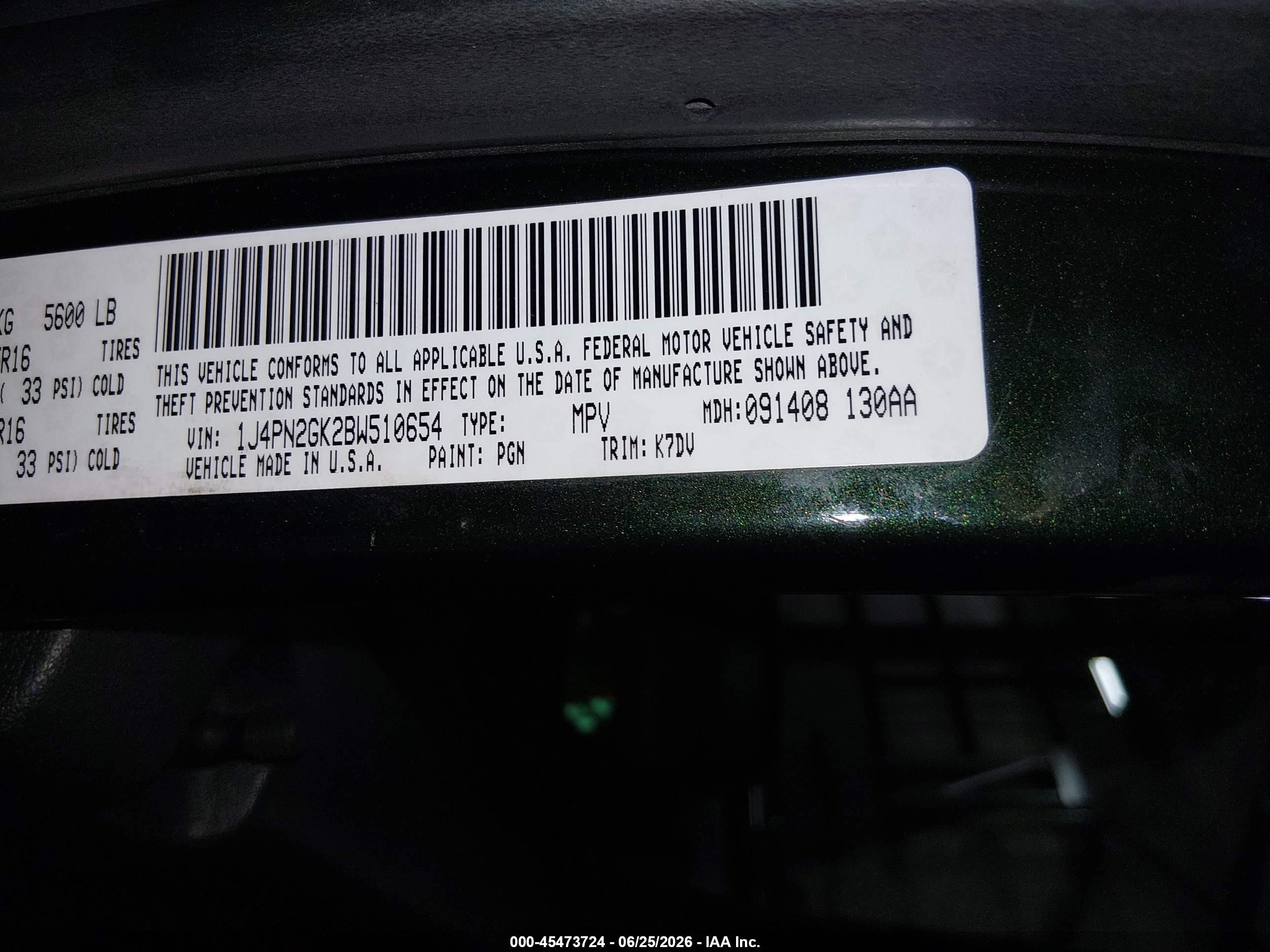 2011 Jeep Liberty Sport Green vin: 1J4PN2GK2BW510654