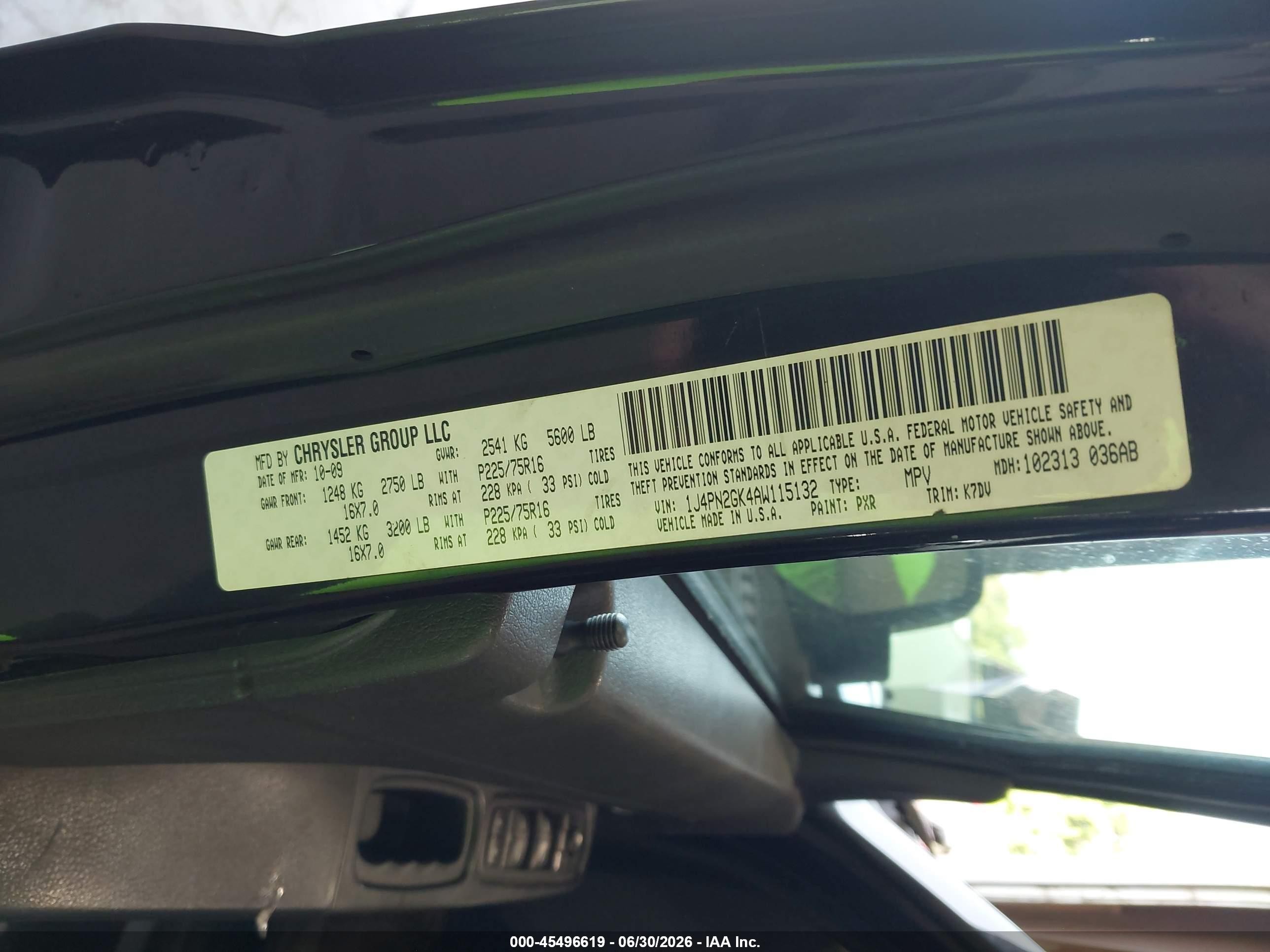 2010 Jeep Liberty Sport Black vin: 1J4PN2GK4AW115132