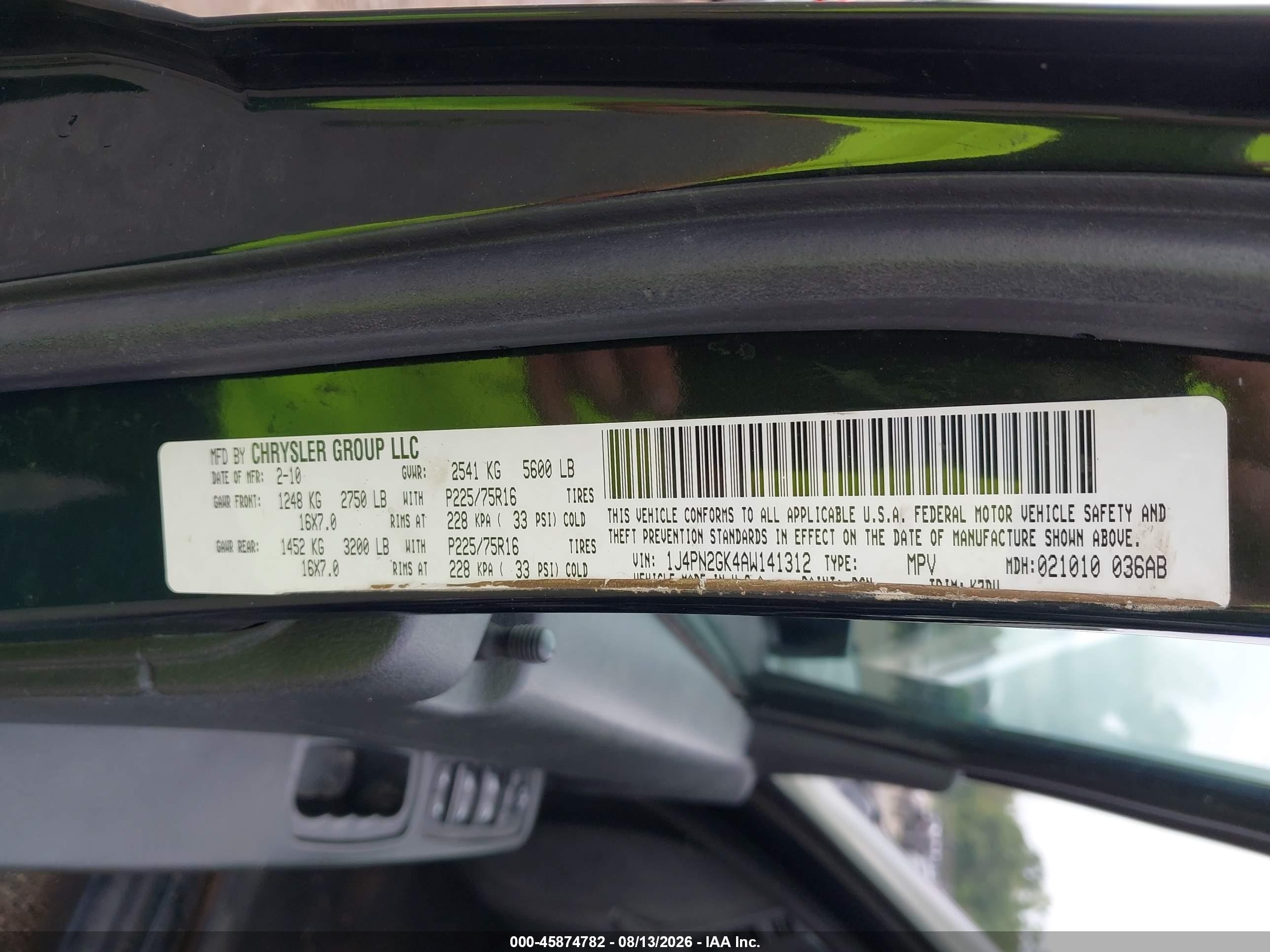 2010 Jeep Liberty Sport Green vin: 1J4PN2GK4AW141312