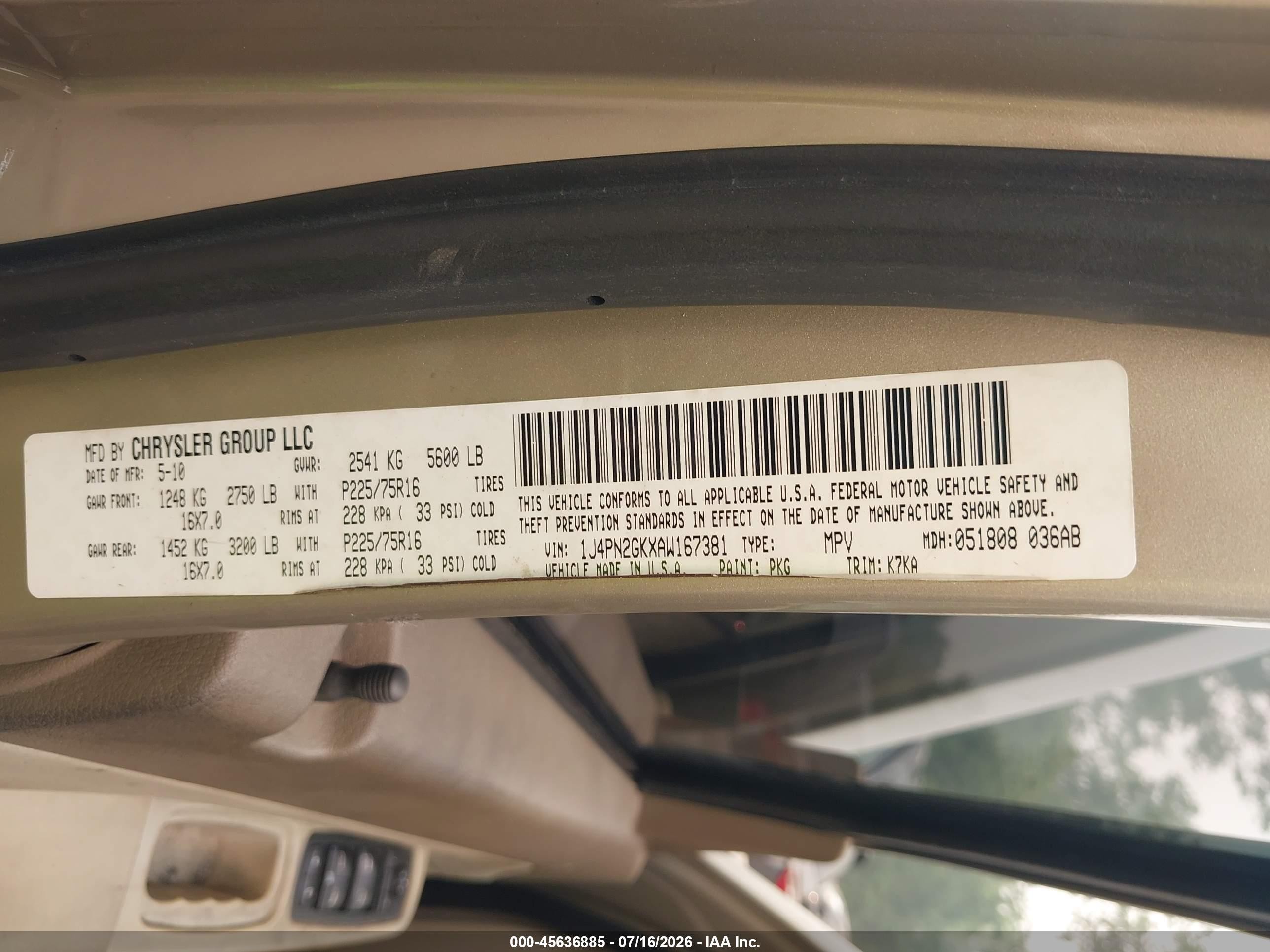 2010 Jeep Liberty Sport Beige vin: 1J4PN2GKXAW167381
