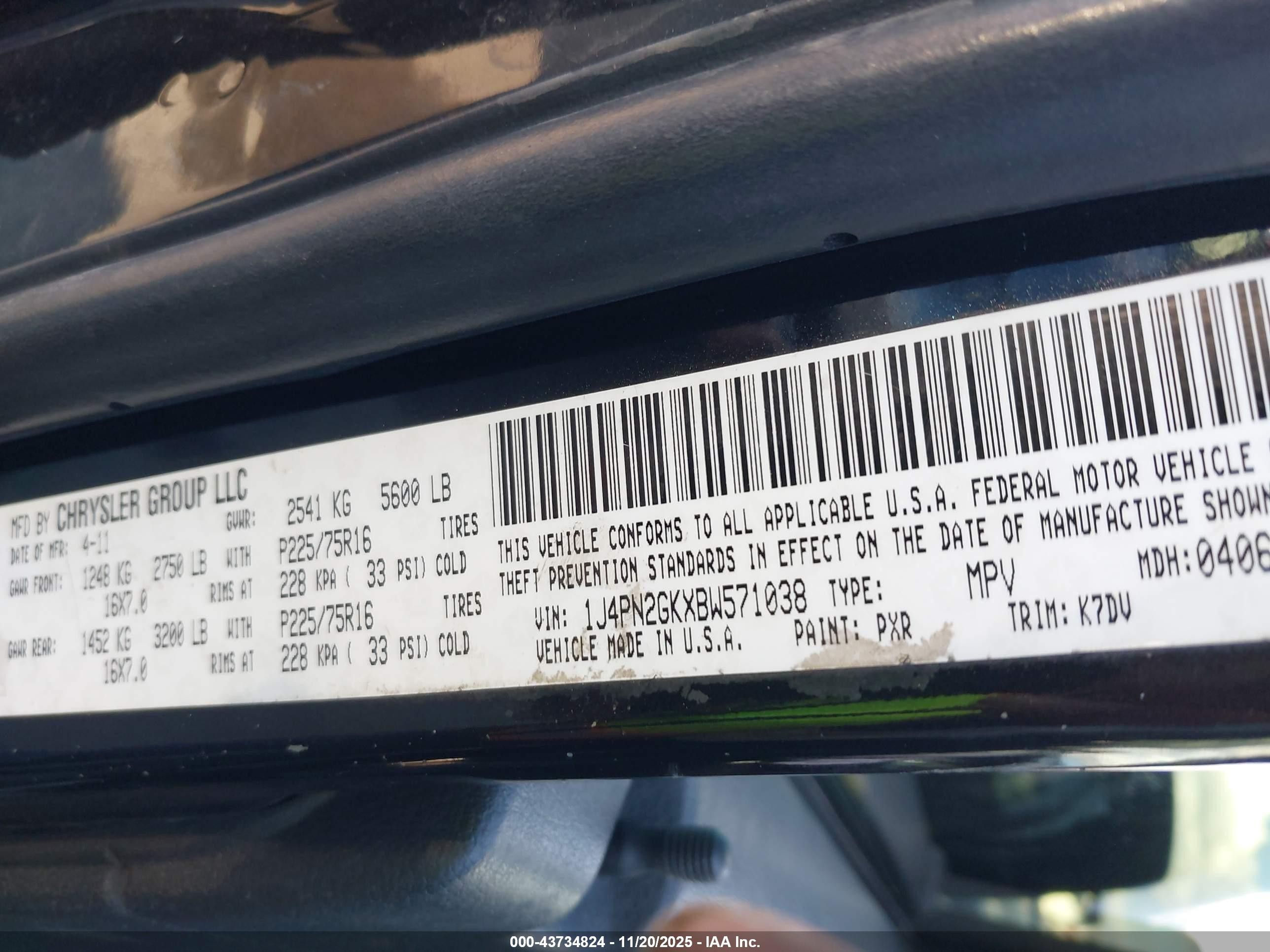 2011 Jeep Liberty Sport Black vin: 1J4PN2GKXBW571038