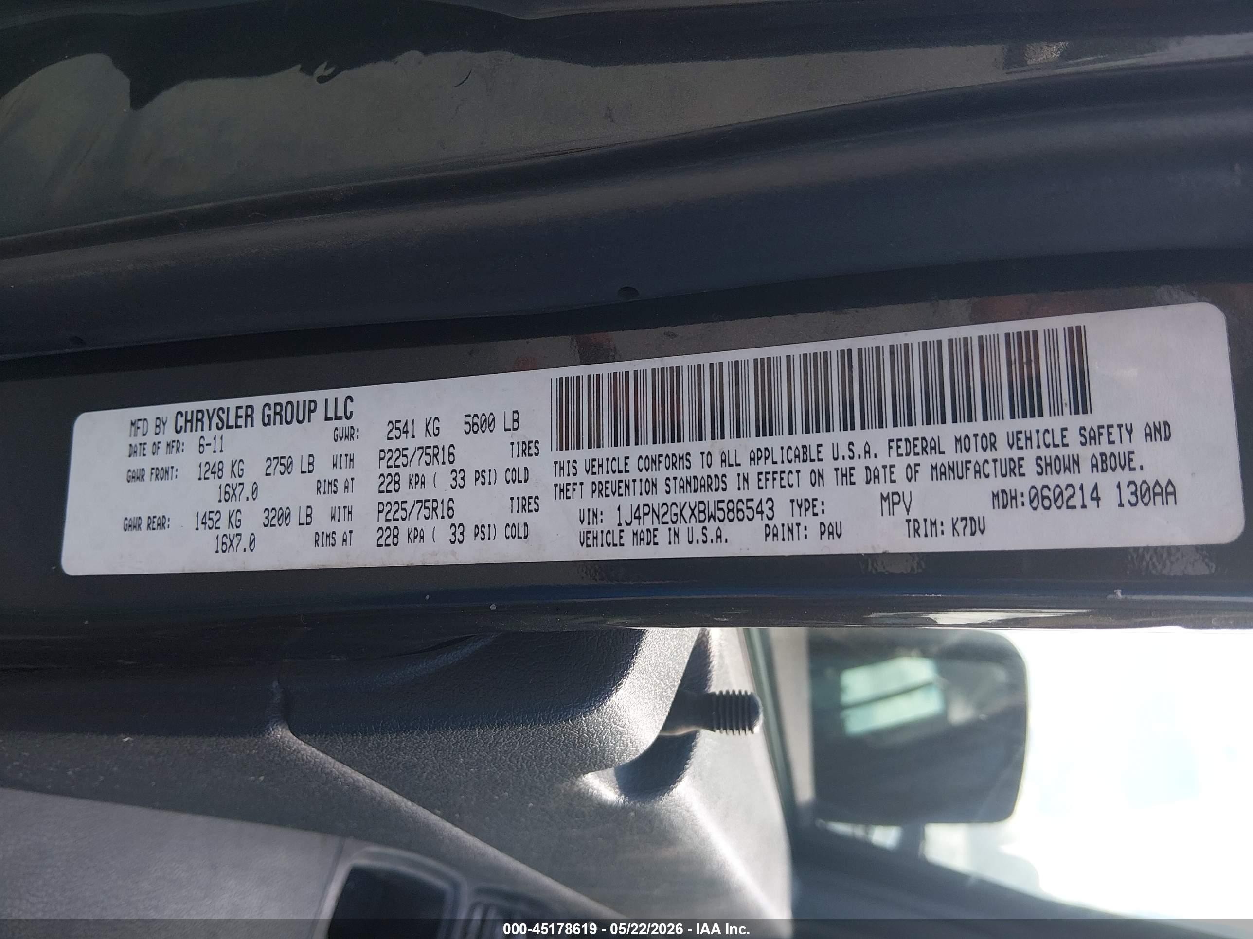 2011 Jeep Liberty Sport Black vin: 1J4PN2GKXBW586543
