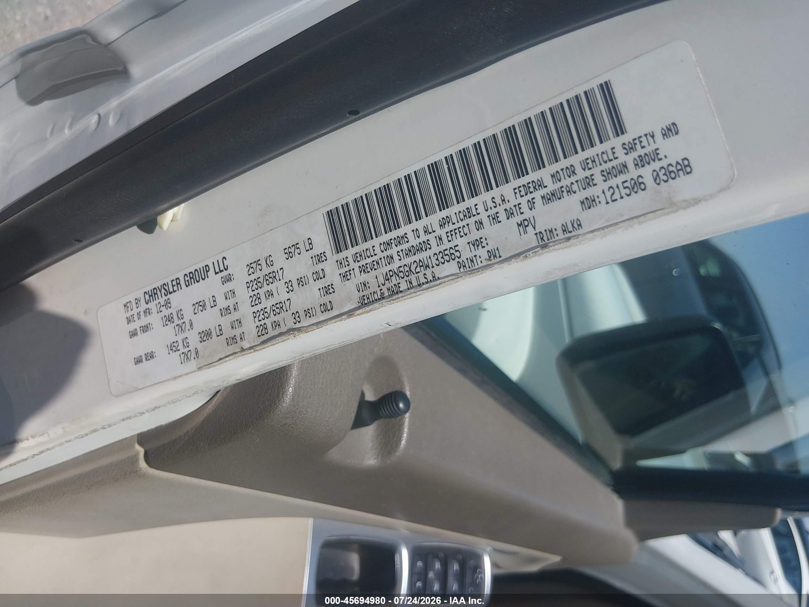 2010 Jeep Liberty Limited Белый vin: 1J4PN5GK2AW133565