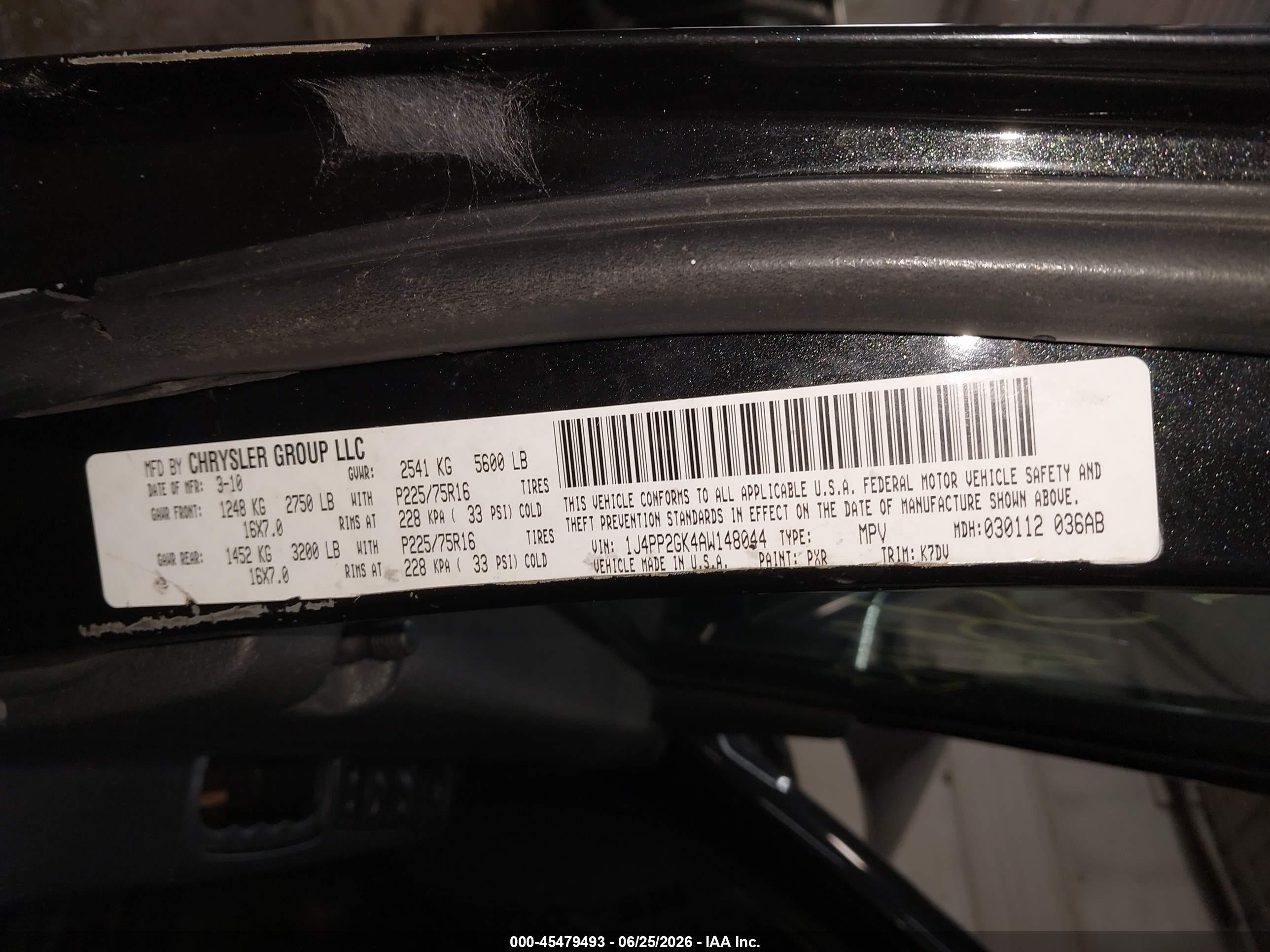 2010 Jeep Liberty Sport Черный vin: 1J4PP2GK4AW148044