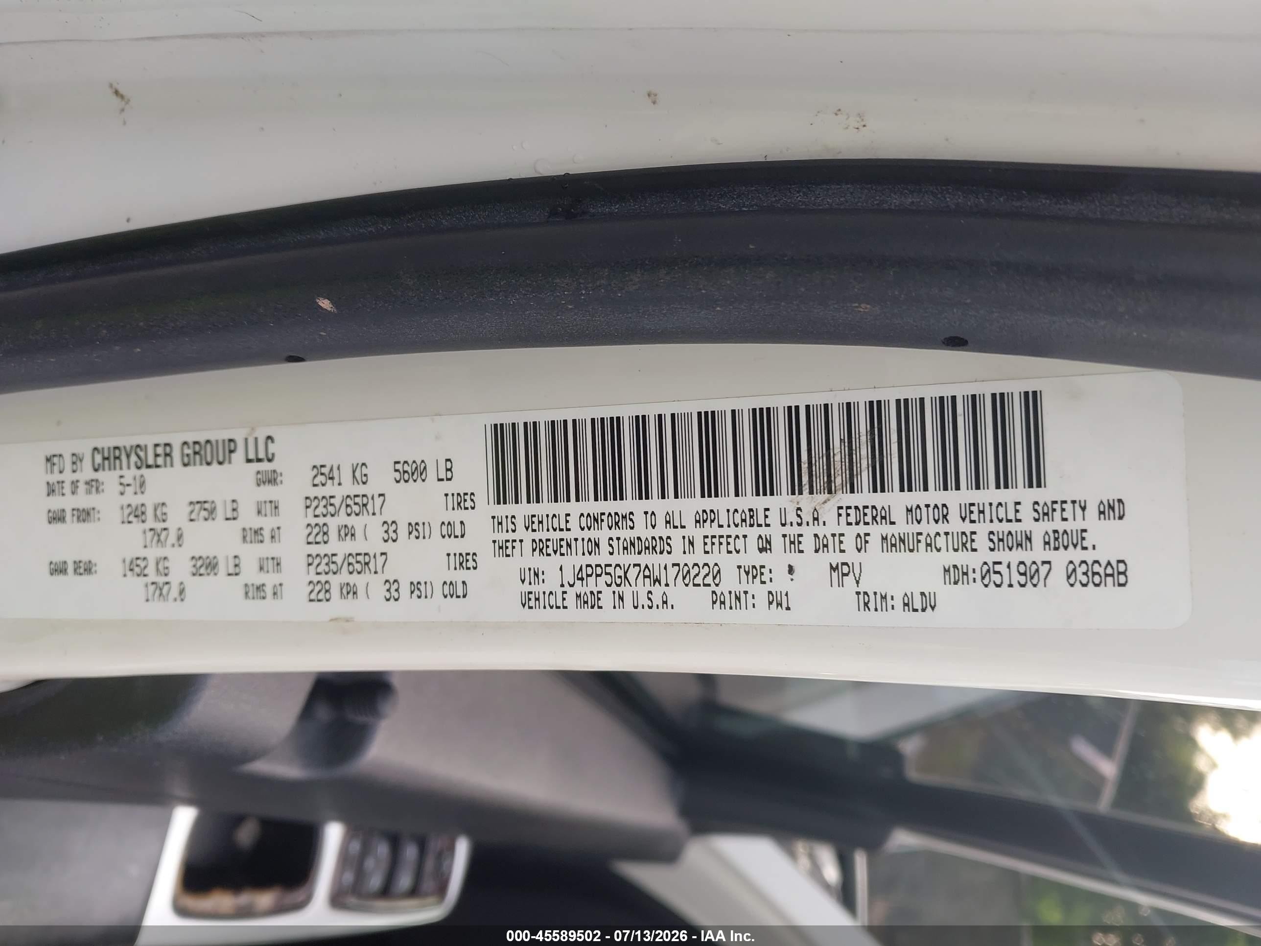 2010 Jeep Liberty Limited White vin: 1J4PP5GK7AW170220