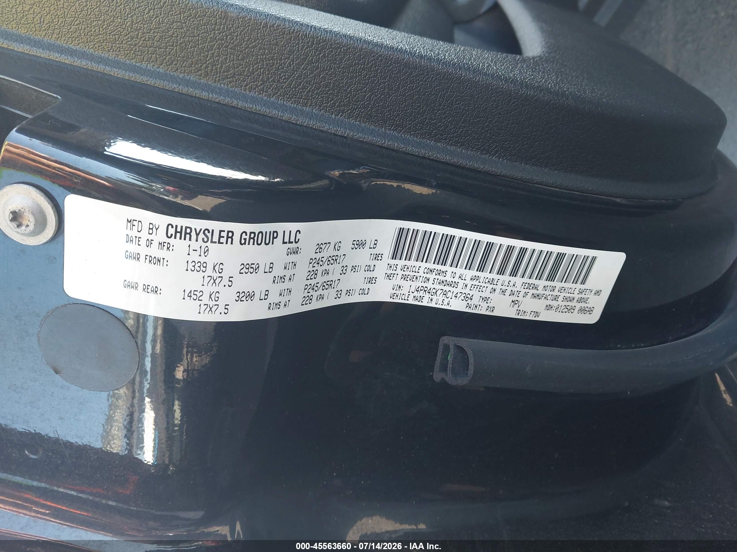 2010 Jeep Grand Cherokee Laredo Black vin: 1J4PR4GK7AC147364