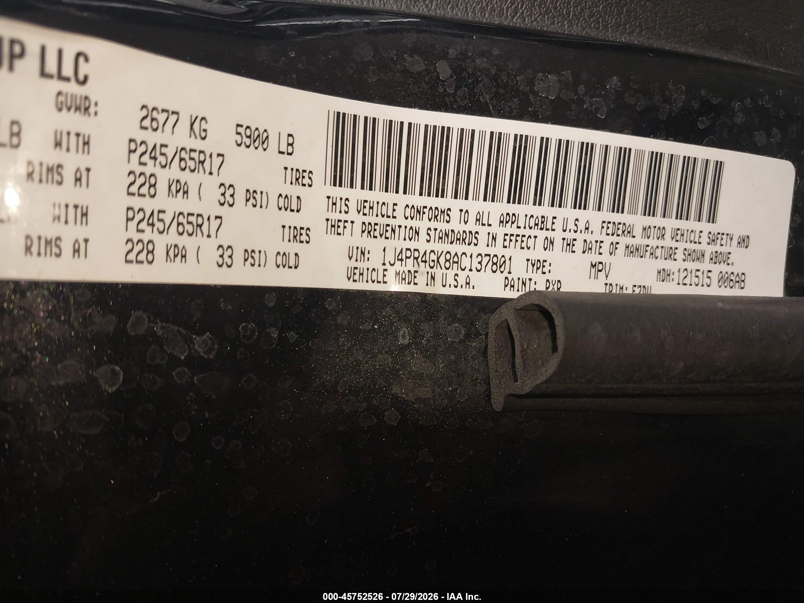 2010 Jeep Grand Cherokee Laredo Черный vin: 1J4PR4GK8AC137801