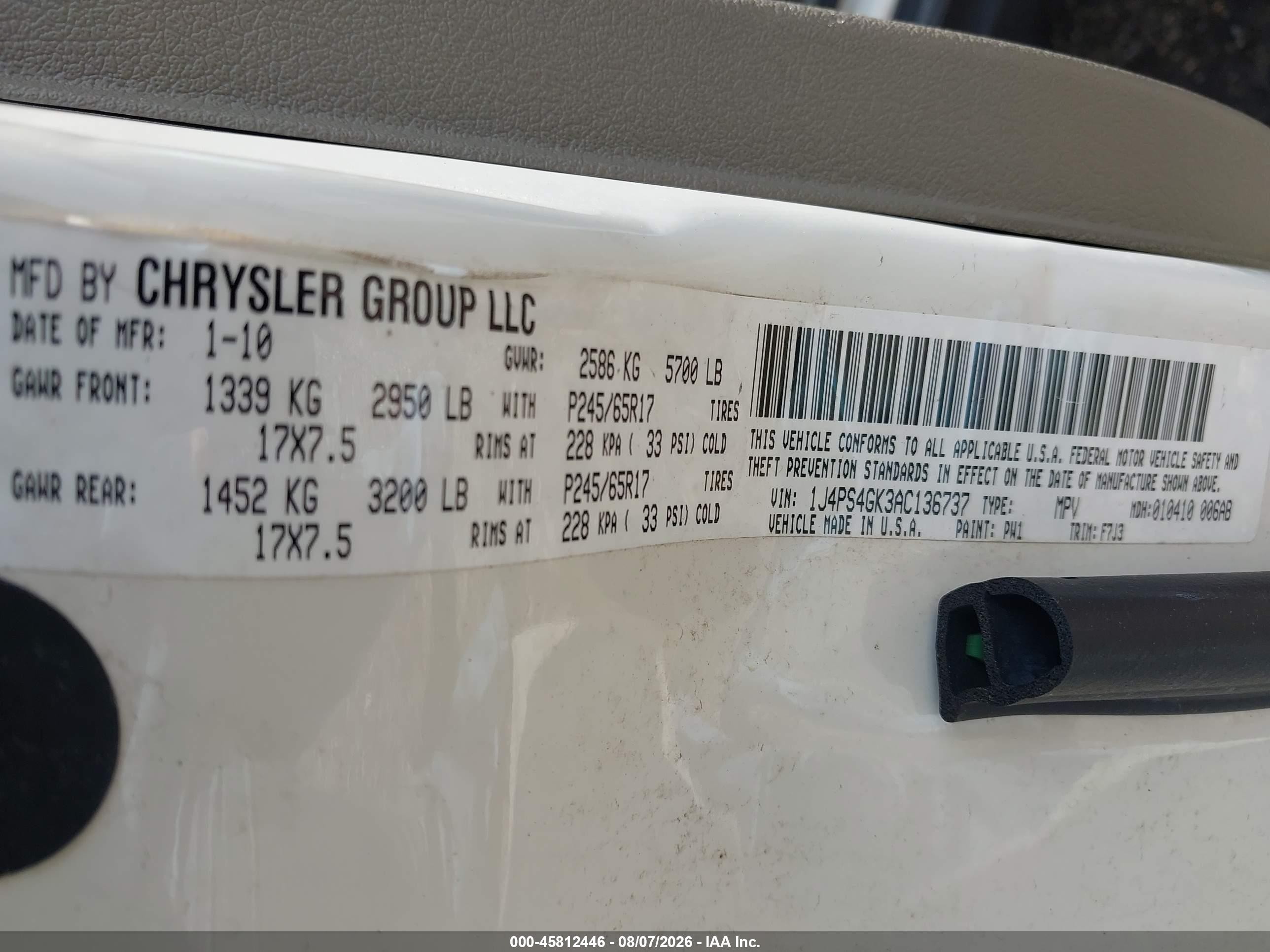 2010 Jeep Grand Cherokee Laredo White vin: 1J4PS4GK3AC136737