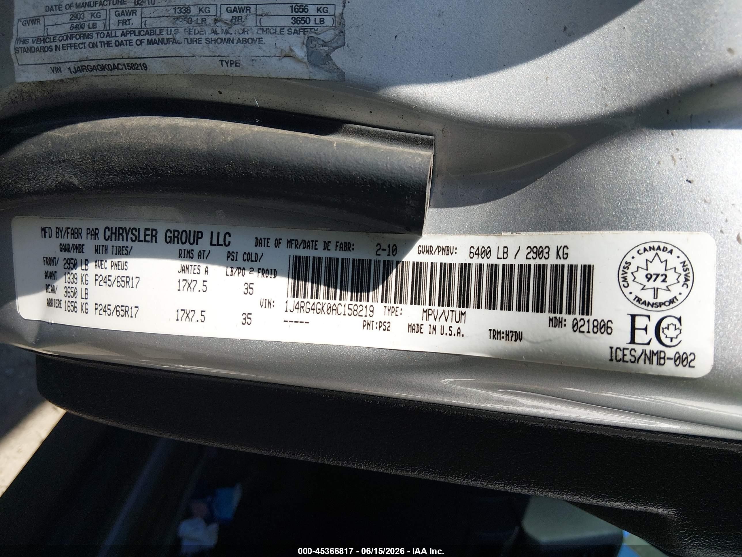 2010 Jeep Commander Sport Silver vin: 1J4RG4GK0AC158219