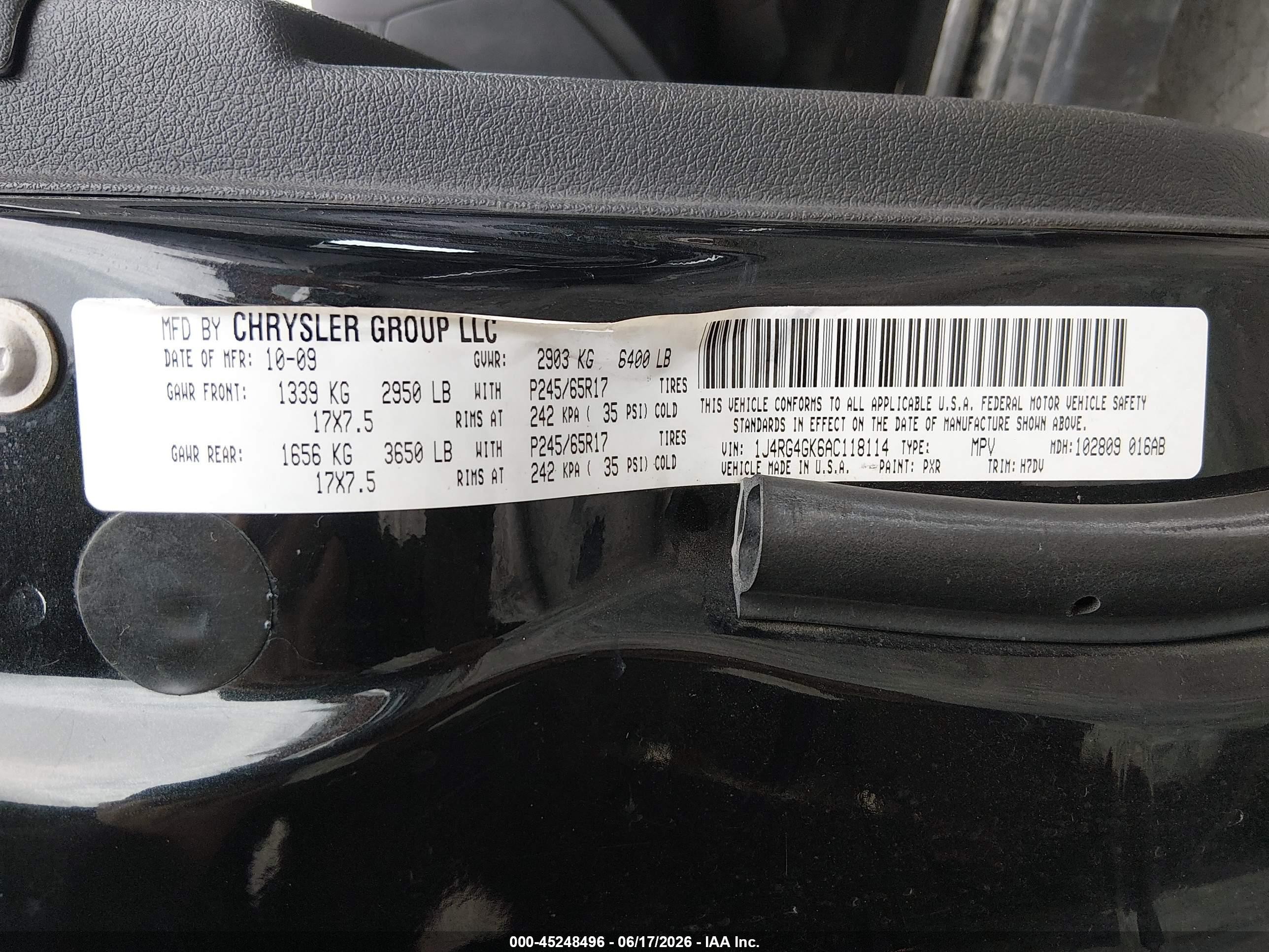 2010 Jeep Commander Sport Black vin: 1J4RG4GK6AC118114