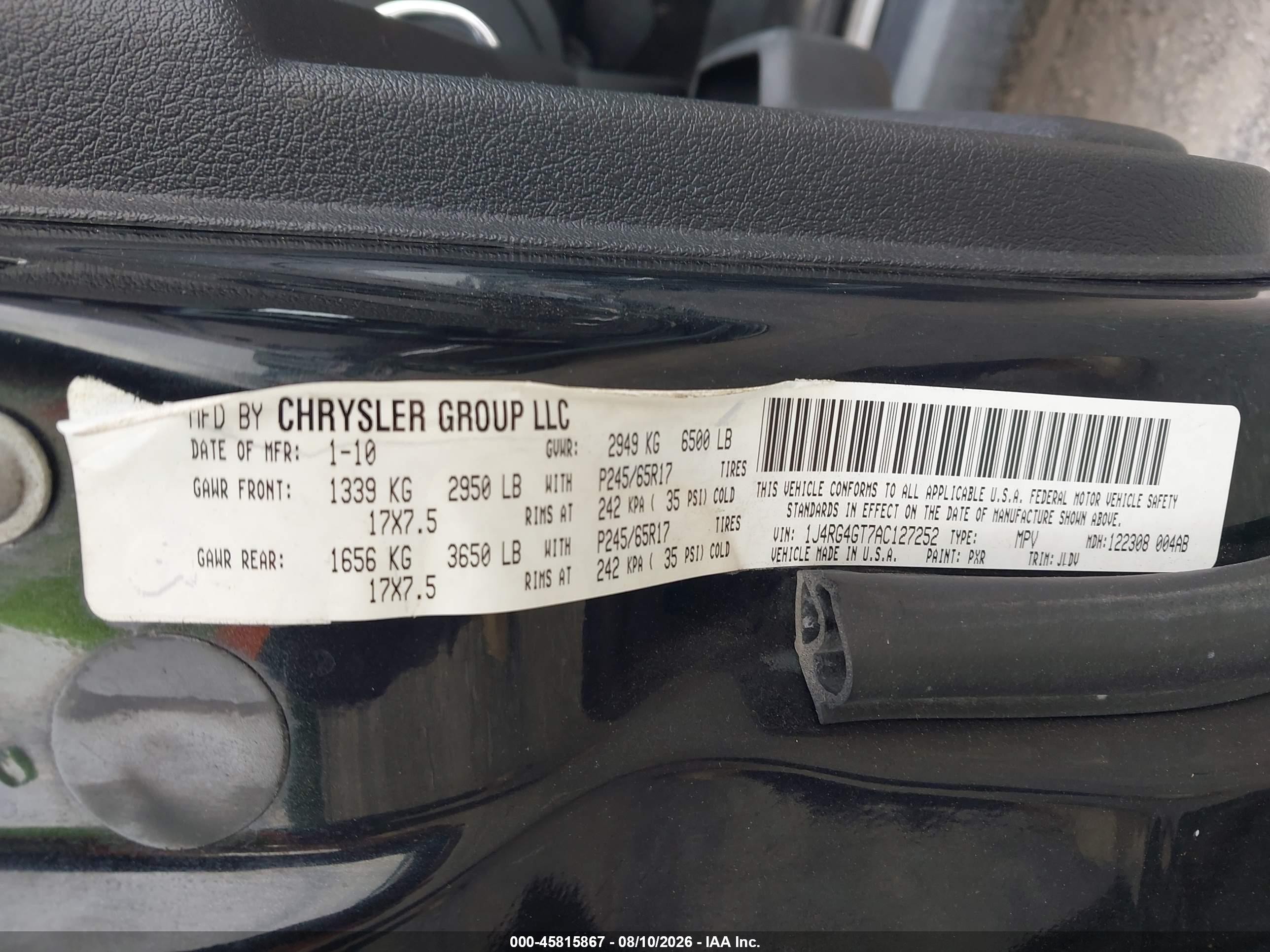 2010 Jeep Commander Sport Черный vin: 1J4RG4GT7AC127252