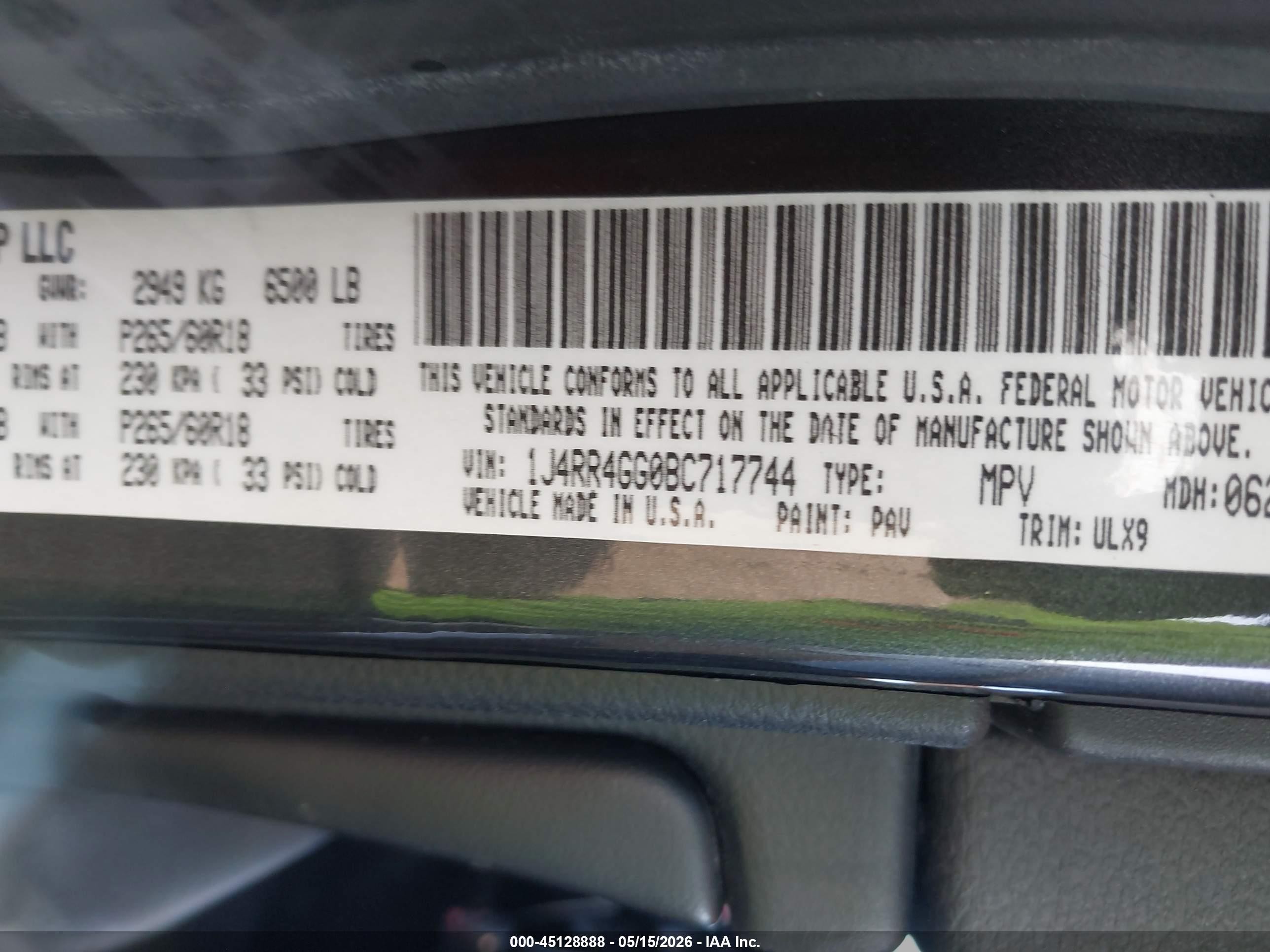 2011 Jeep Grand Cherokee Laredo Черный vin: 1J4RR4GG0BC717744