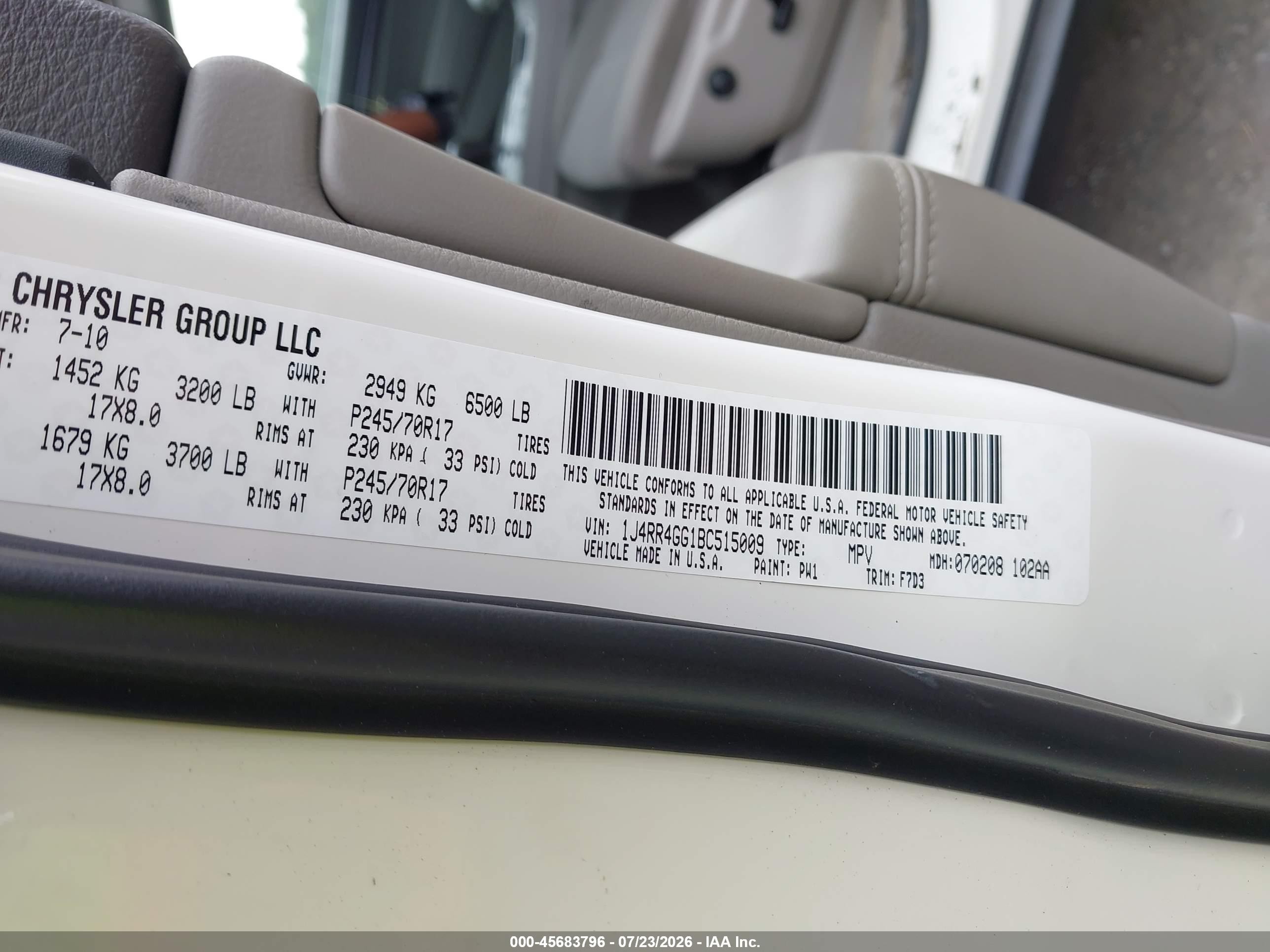 2011 Jeep Grand Cherokee Laredo Белый vin: 1J4RR4GG1BC515009