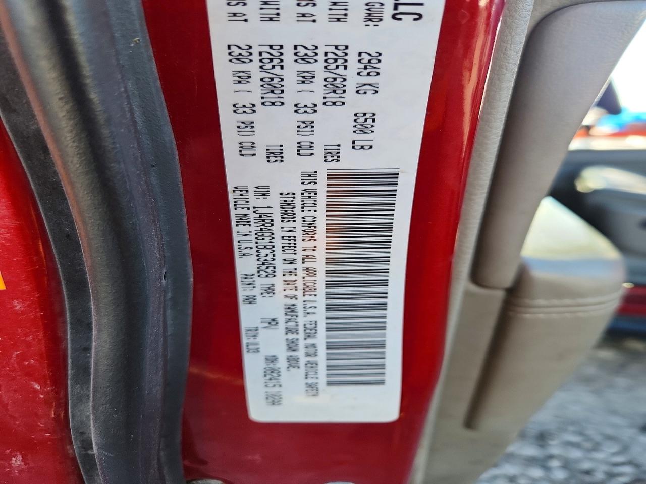 2011 Jeep Grand Cherokee Laredo Red vin: 1J4RR4GG1BC534529