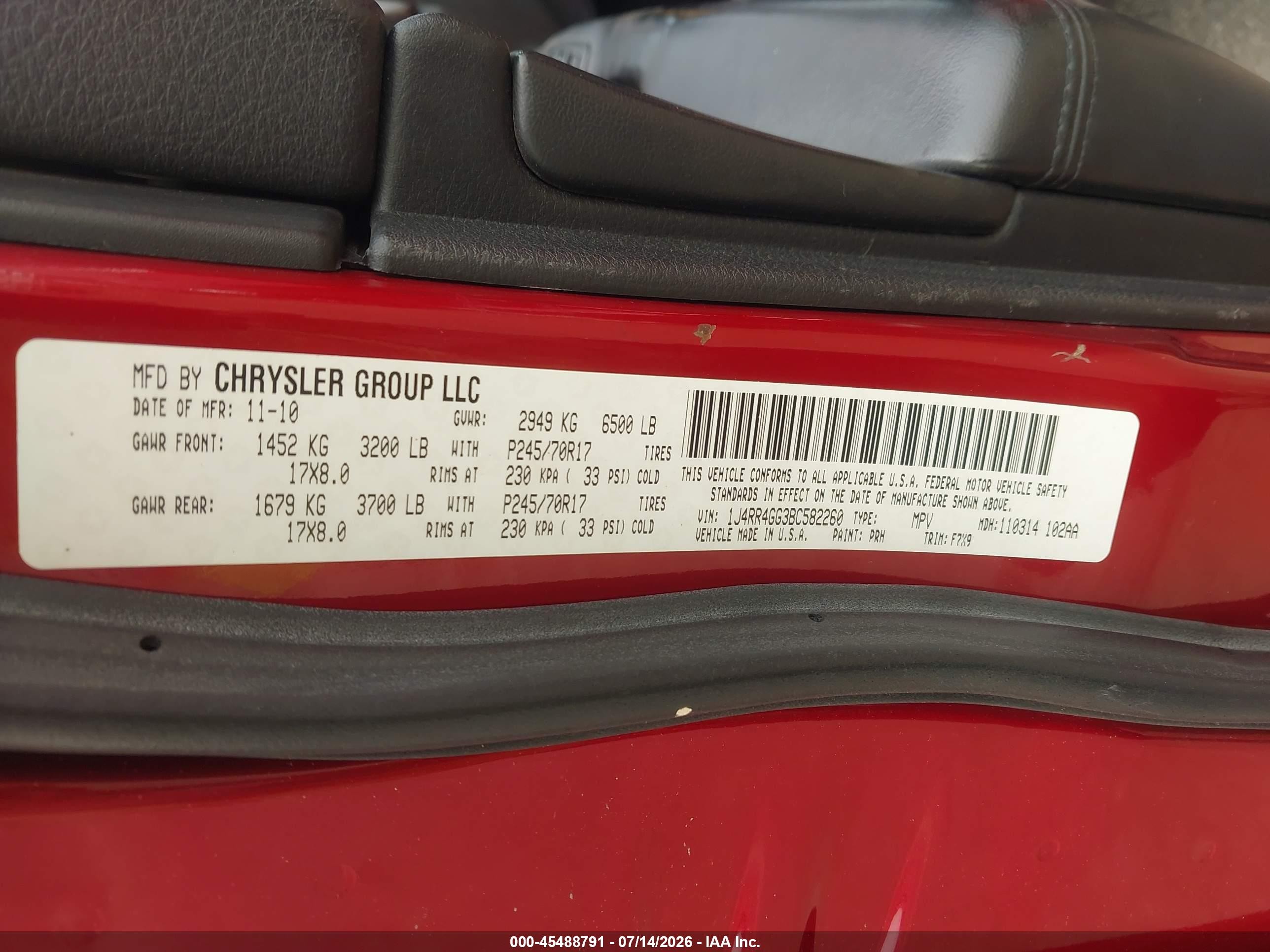 2011 Jeep Grand Cherokee Laredo Red vin: 1J4RR4GG3BC582260