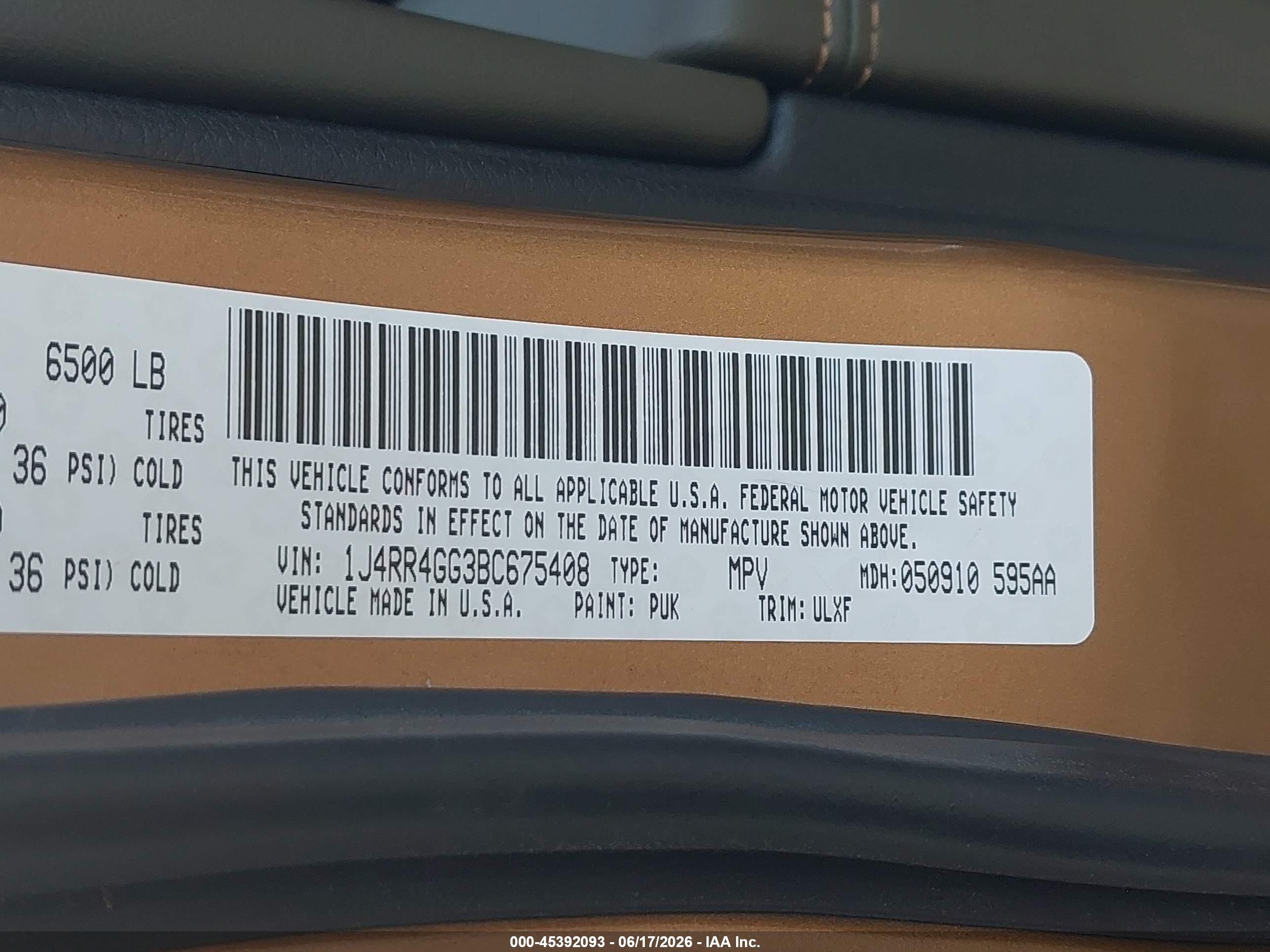 2011 Jeep Grand Cherokee Laredo Оранжевый vin: 1J4RR4GG3BC675408