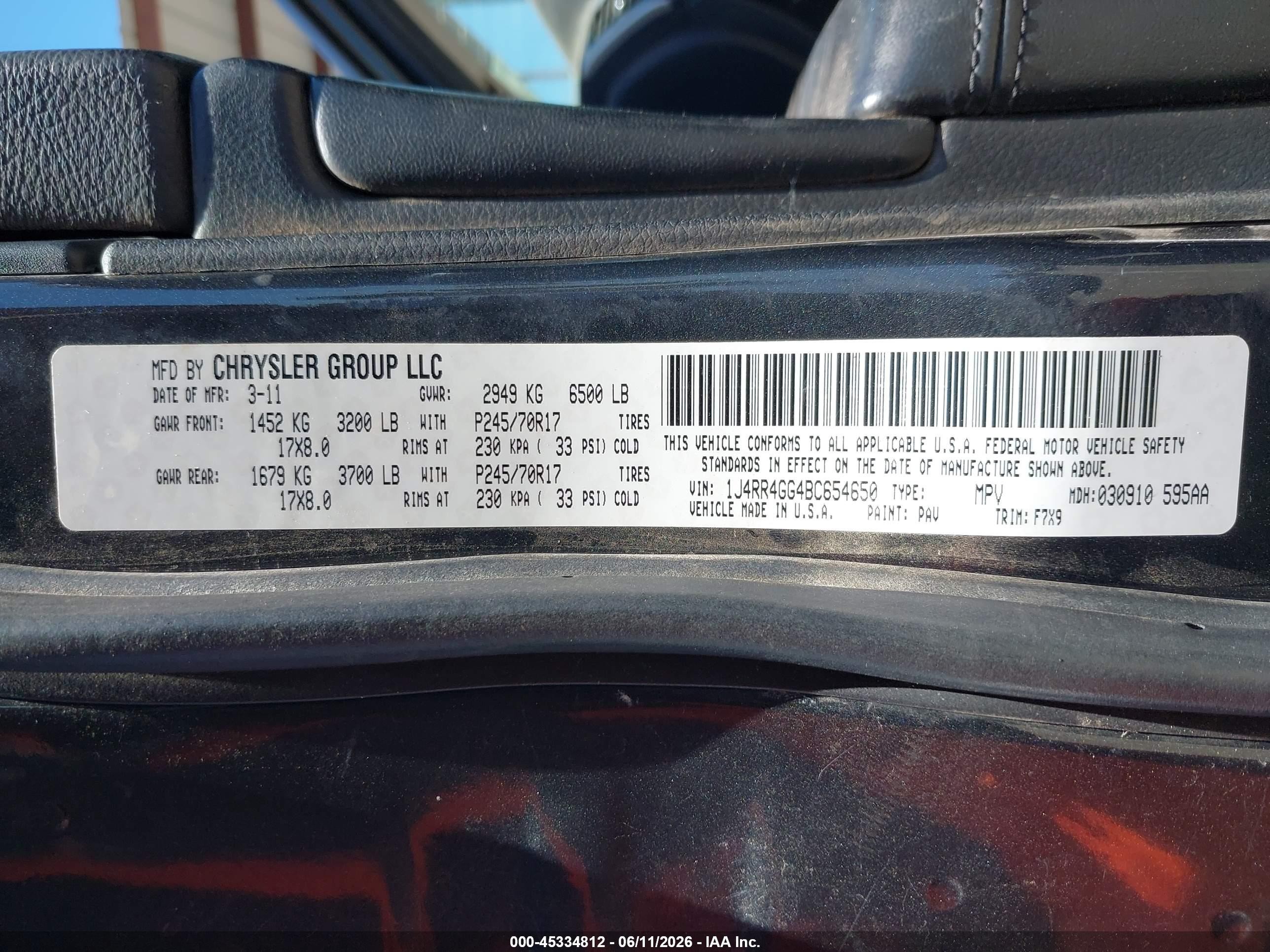 2011 Jeep Grand Cherokee Laredo Черный vin: 1J4RR4GG4BC654650