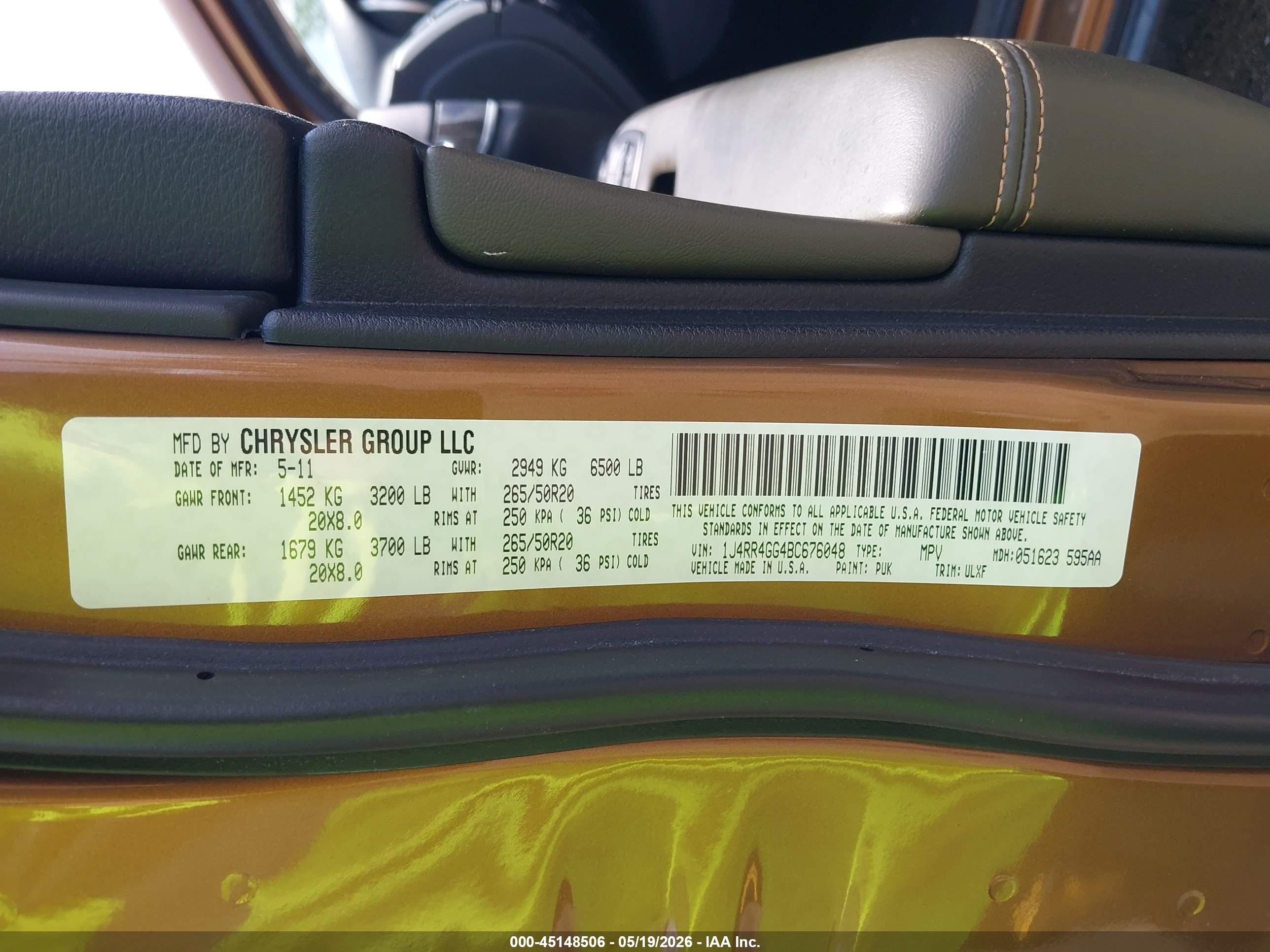 2011 Jeep Grand Cherokee Laredo Gold vin: 1J4RR4GG4BC676048