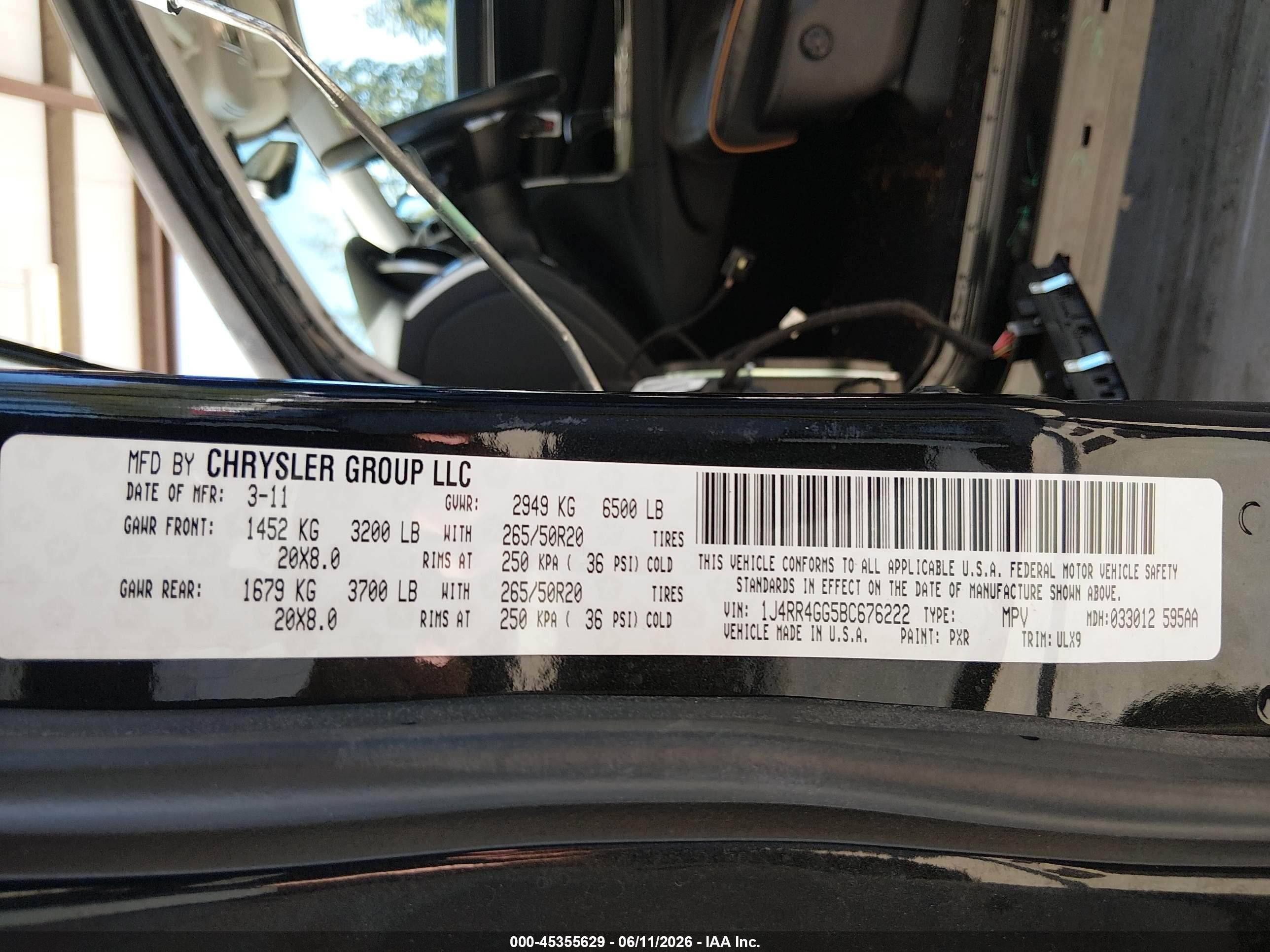 2011 Jeep Grand Cherokee Laredo Black vin: 1J4RR4GG5BC676222