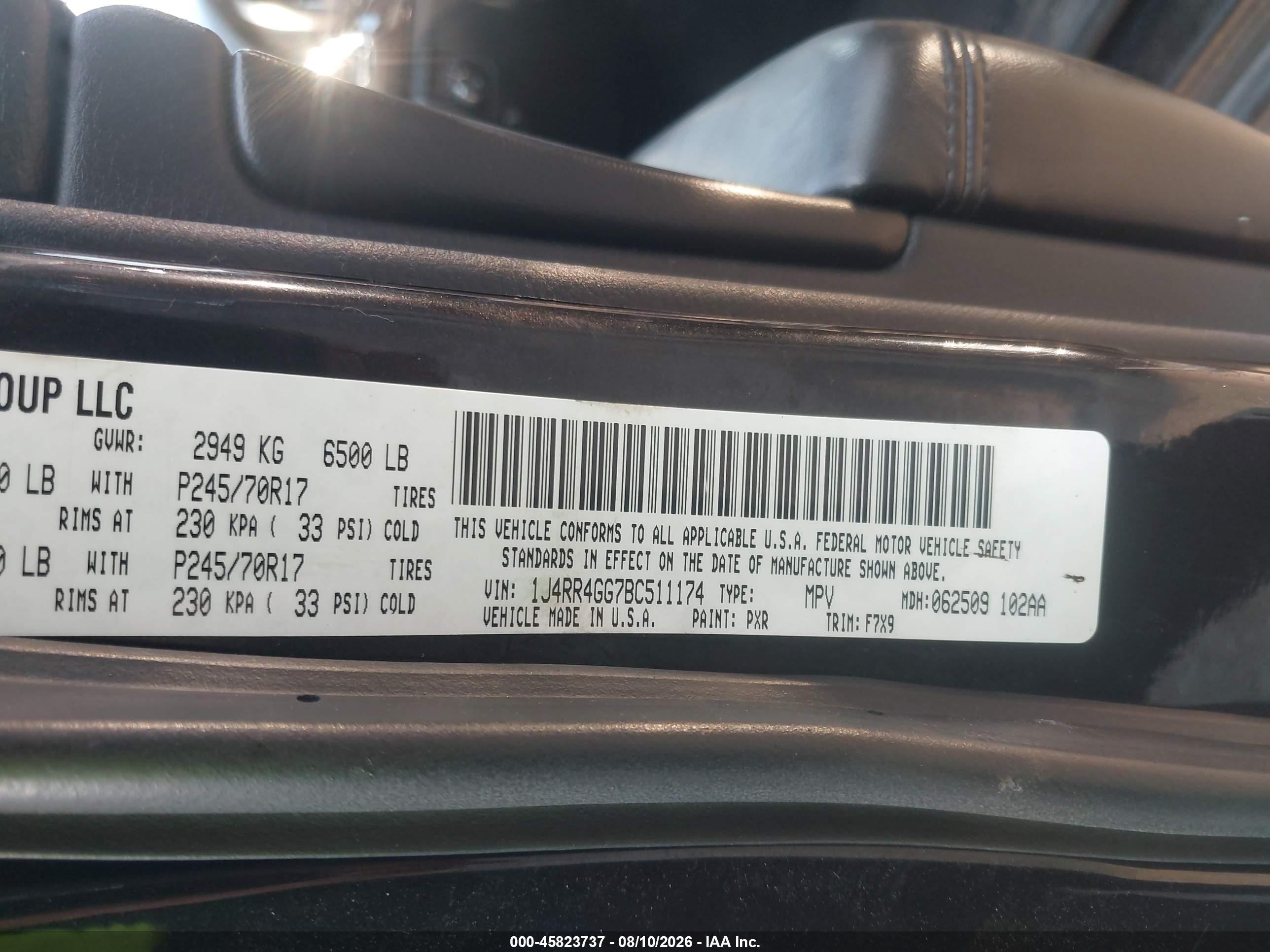 2011 Jeep Grand Cherokee Laredo Black vin: 1J4RR4GG7BC511174