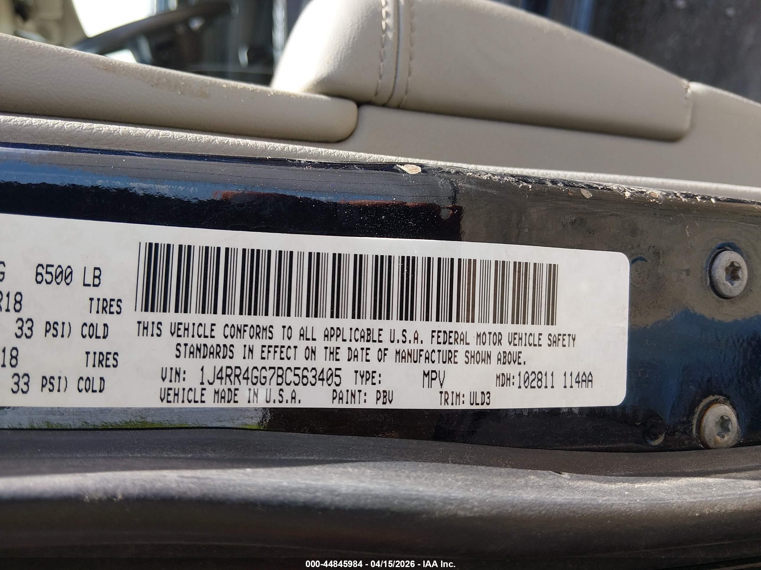 2011 Jeep Grand Cherokee Laredo Black vin: 1J4RR4GG7BC563405