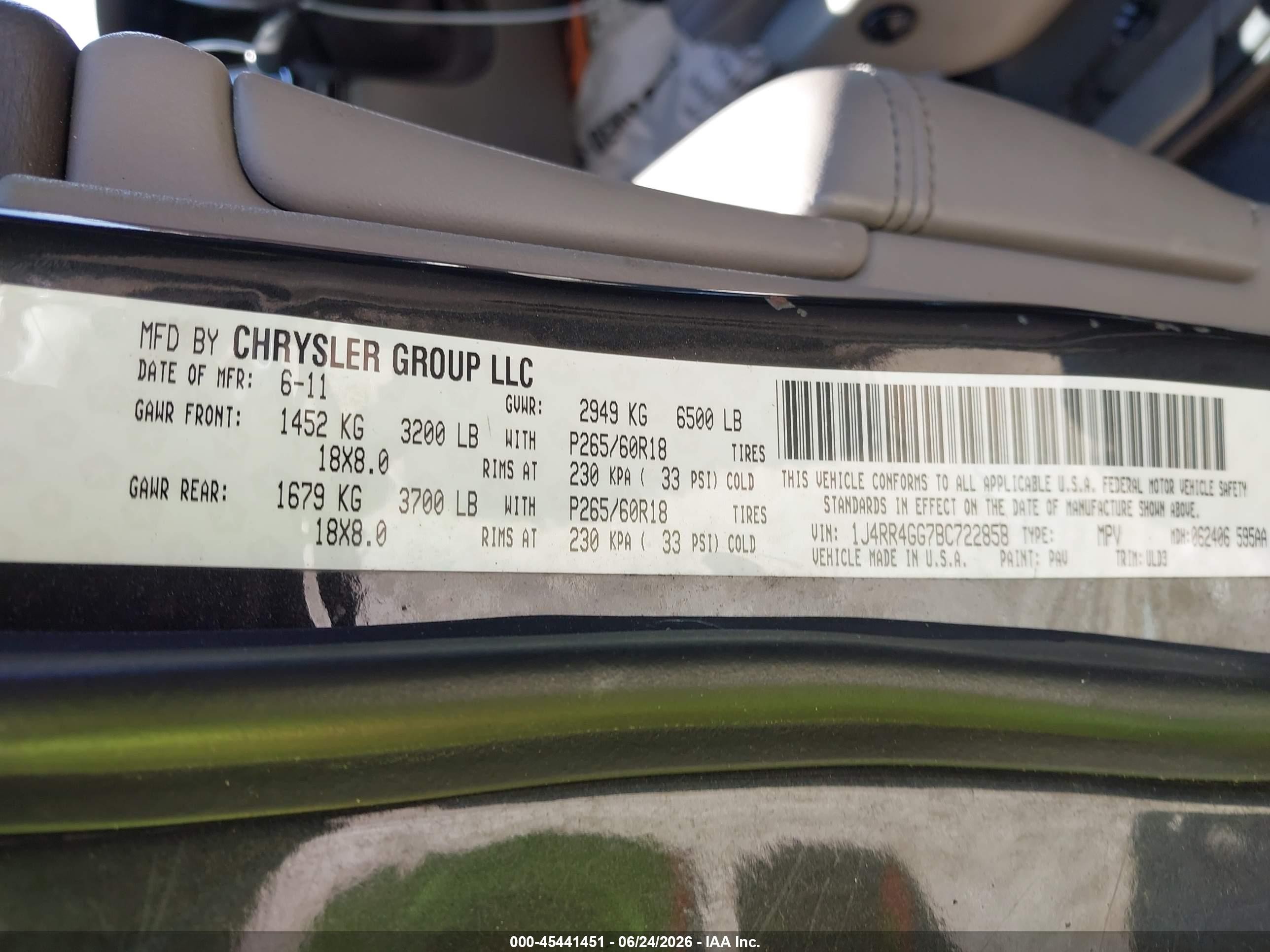 2011 Jeep Grand Cherokee Laredo Black vin: 1J4RR4GG7BC722858