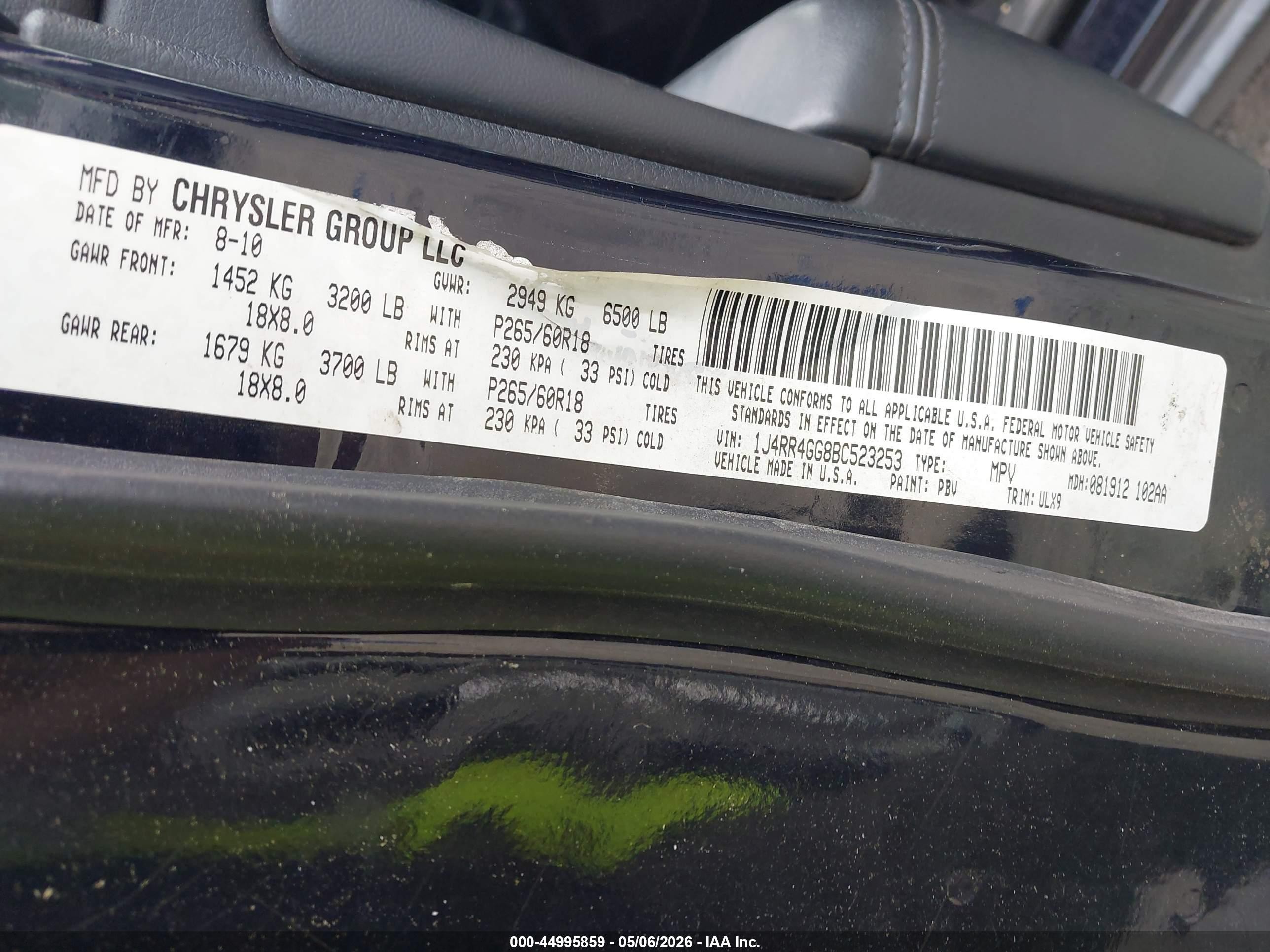2011 Jeep Grand Cherokee Laredo Black vin: 1J4RR4GG8BC523253