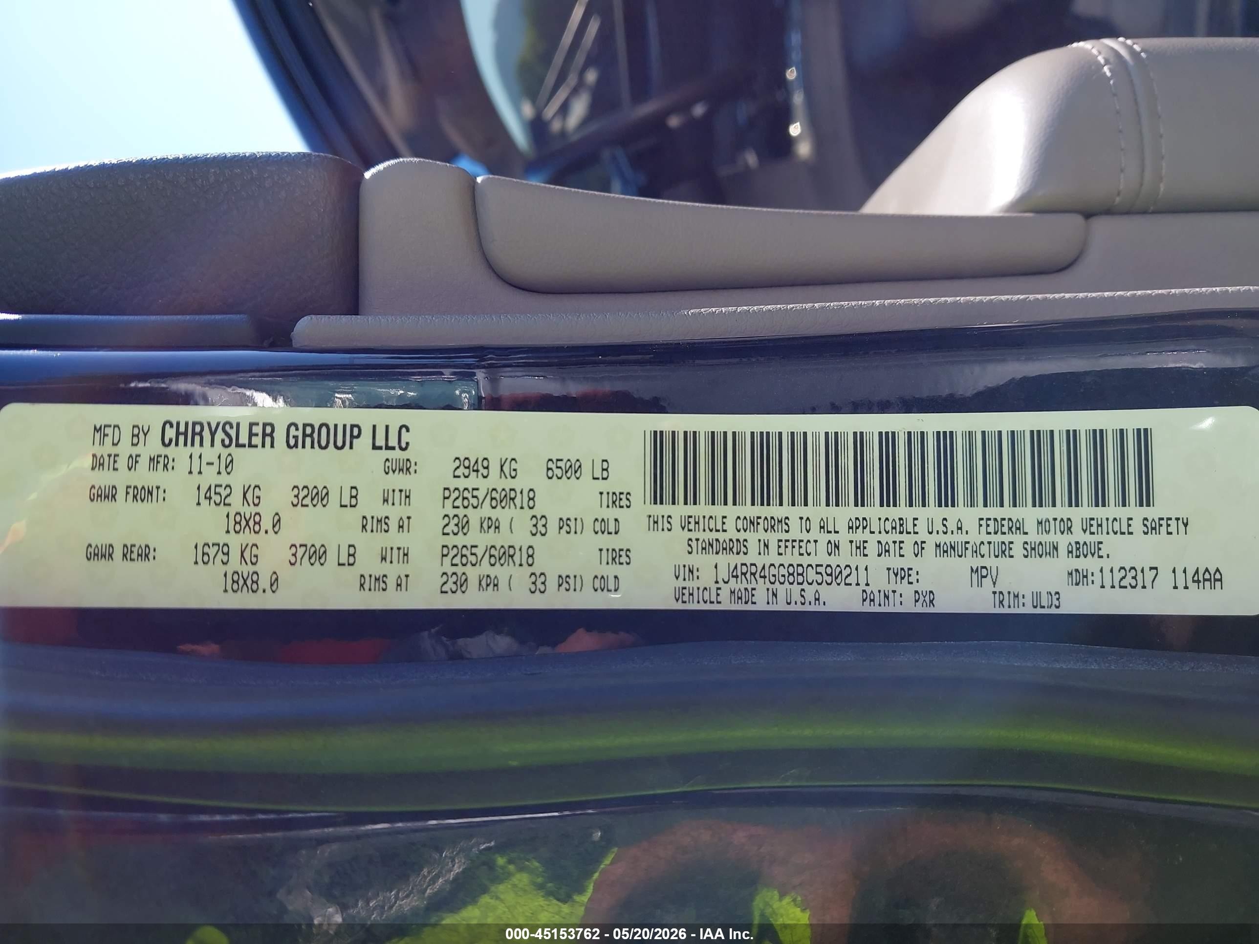 2011 Jeep Grand Cherokee Laredo Black vin: 1J4RR4GG8BC590211