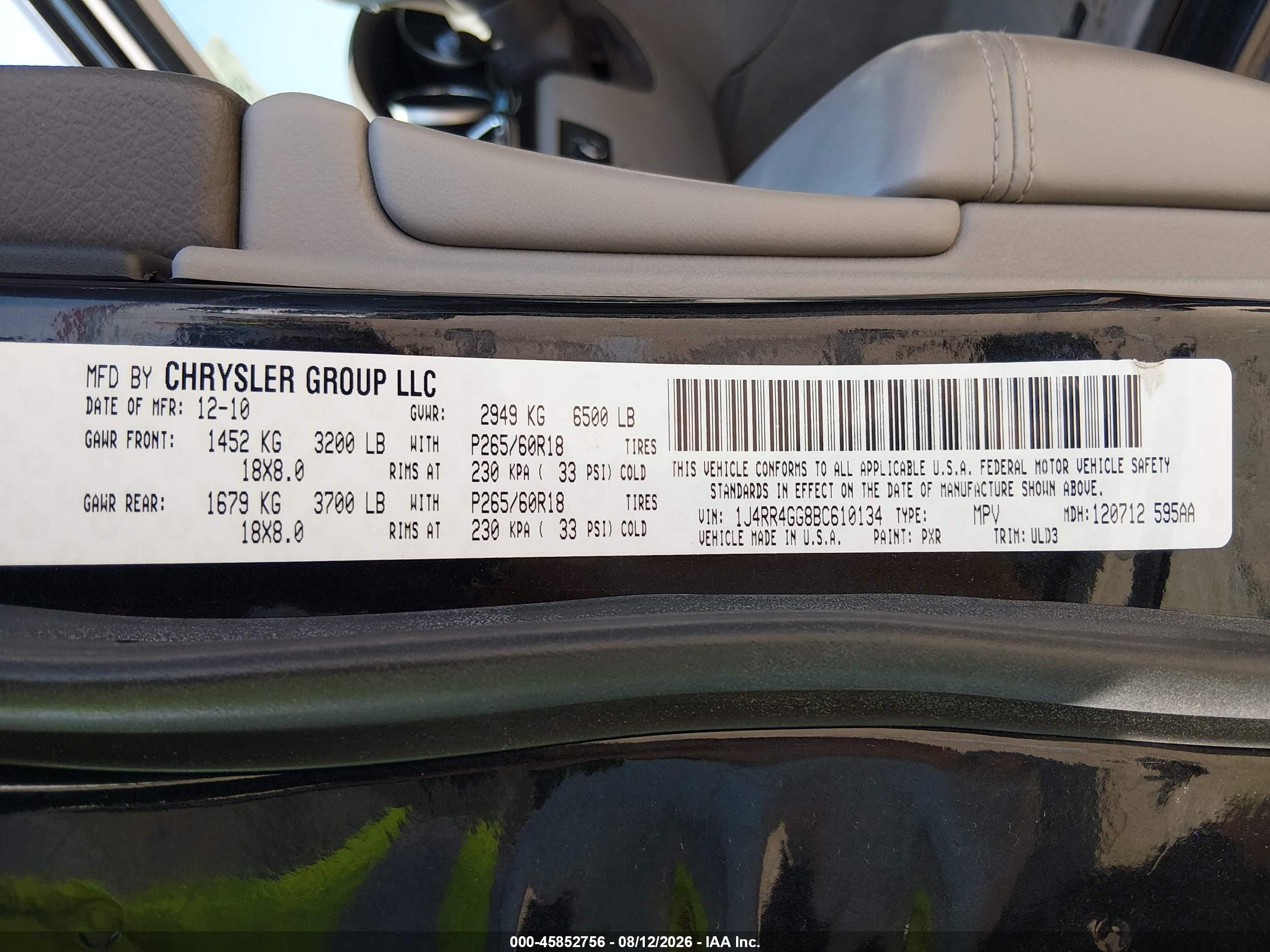 2011 Jeep Grand Cherokee Laredo Черный vin: 1J4RR4GG8BC610134