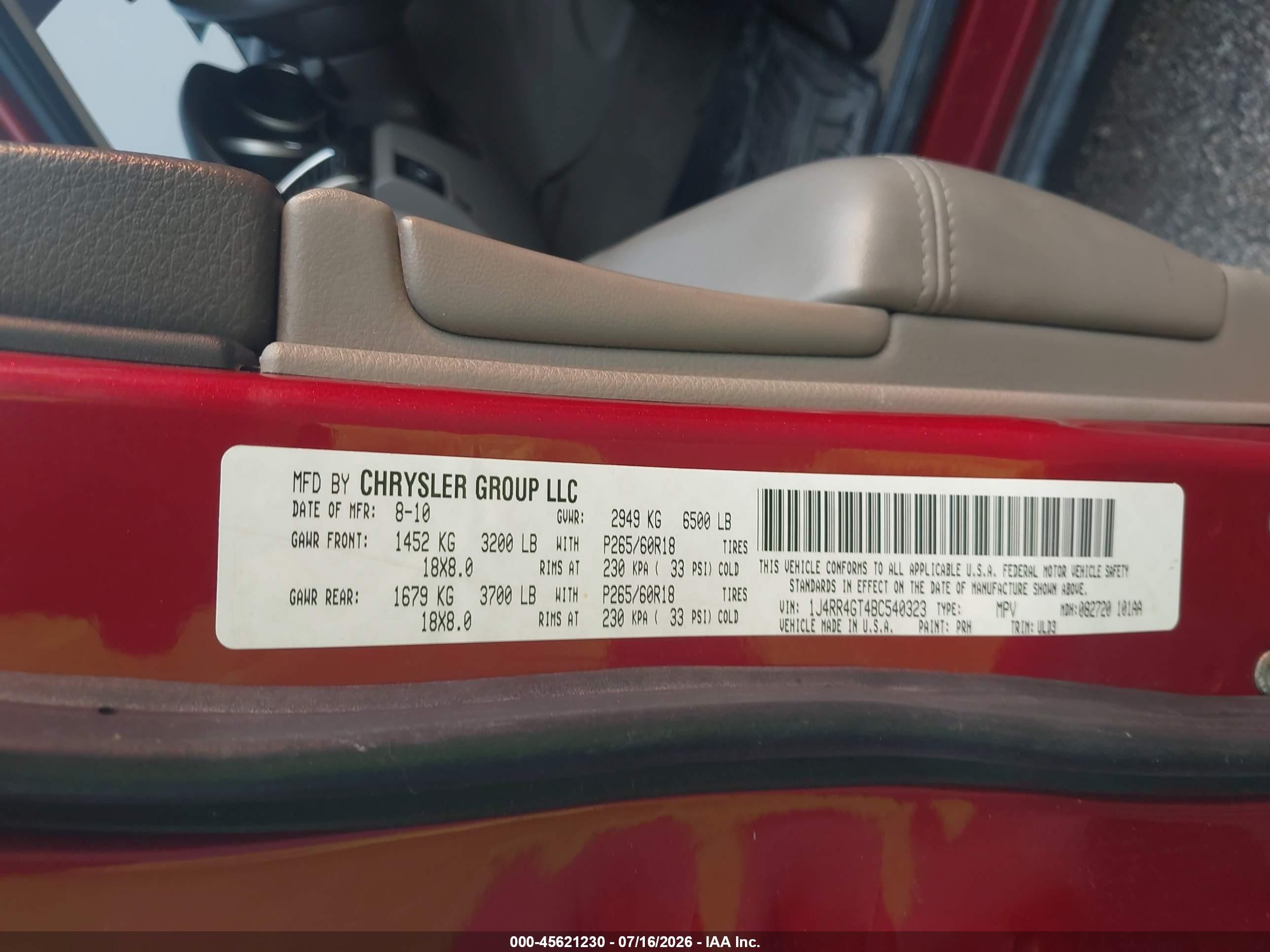 2011 Jeep Grand Cherokee Laredo Красный vin: 1J4RR4GT4BC540323