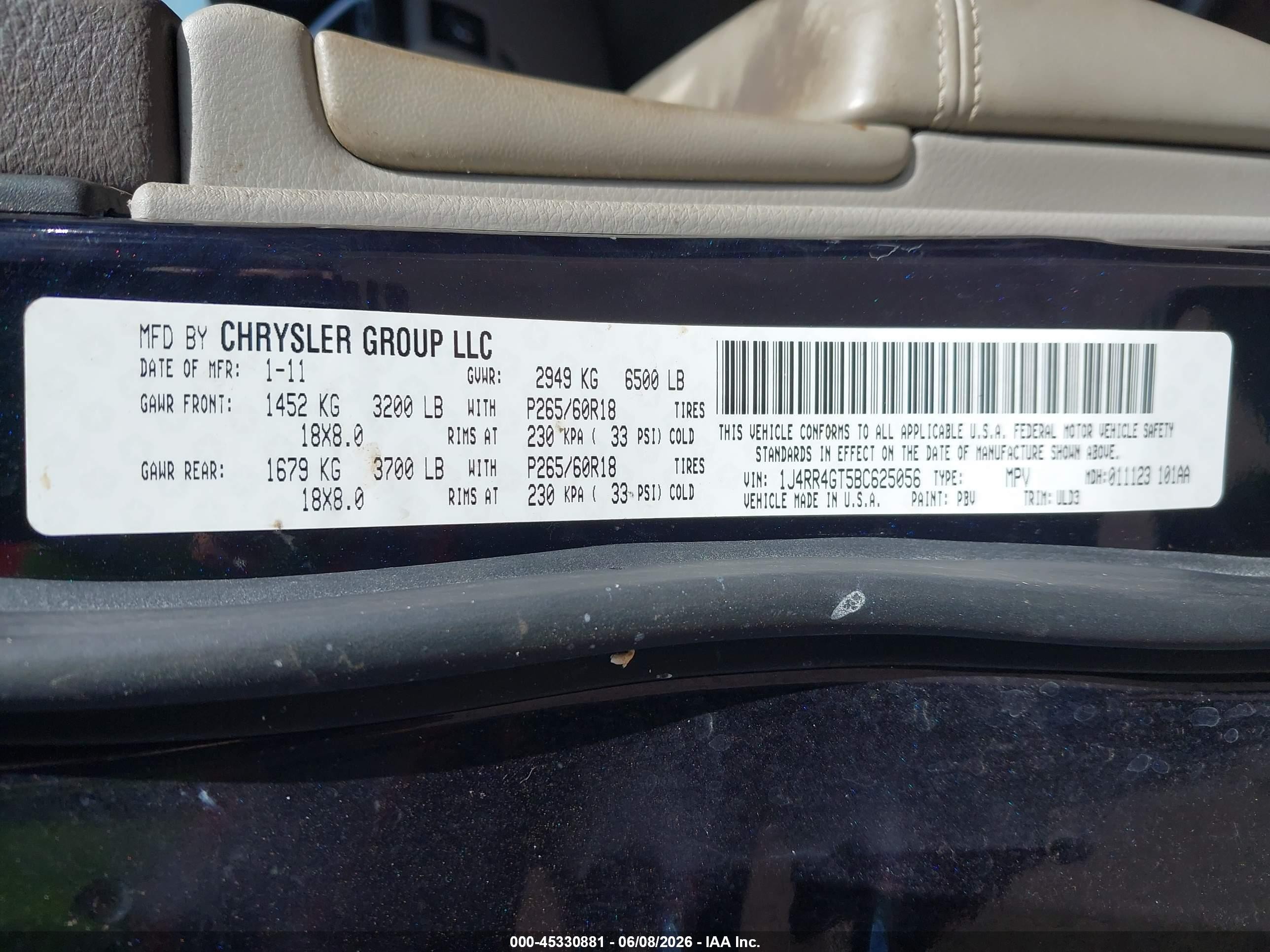 2011 Jeep Grand Cherokee Laredo Black vin: 1J4RR4GT5BC625056