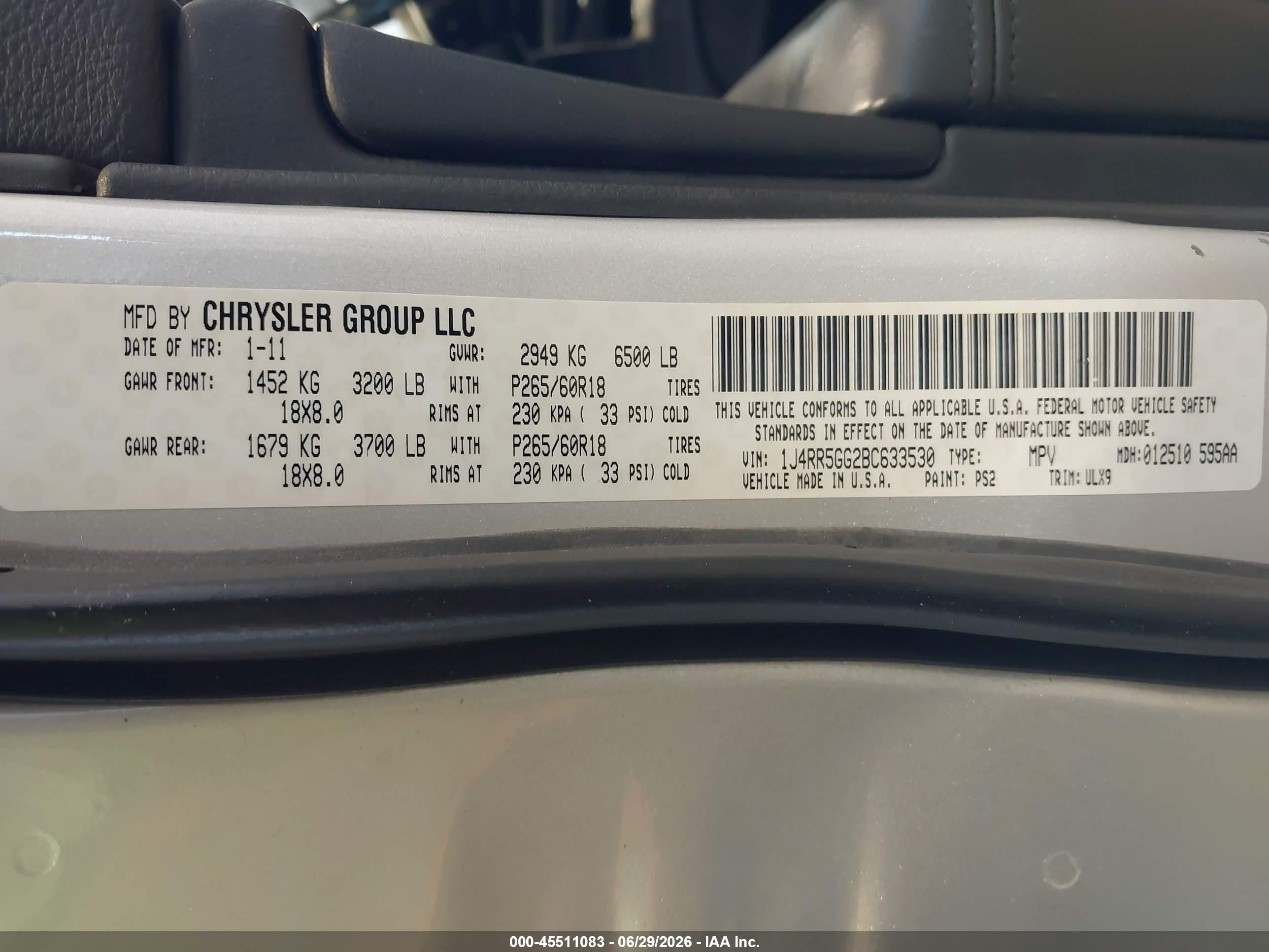 2011 Jeep Grand Cherokee Limited Silver vin: 1J4RR5GG2BC633530