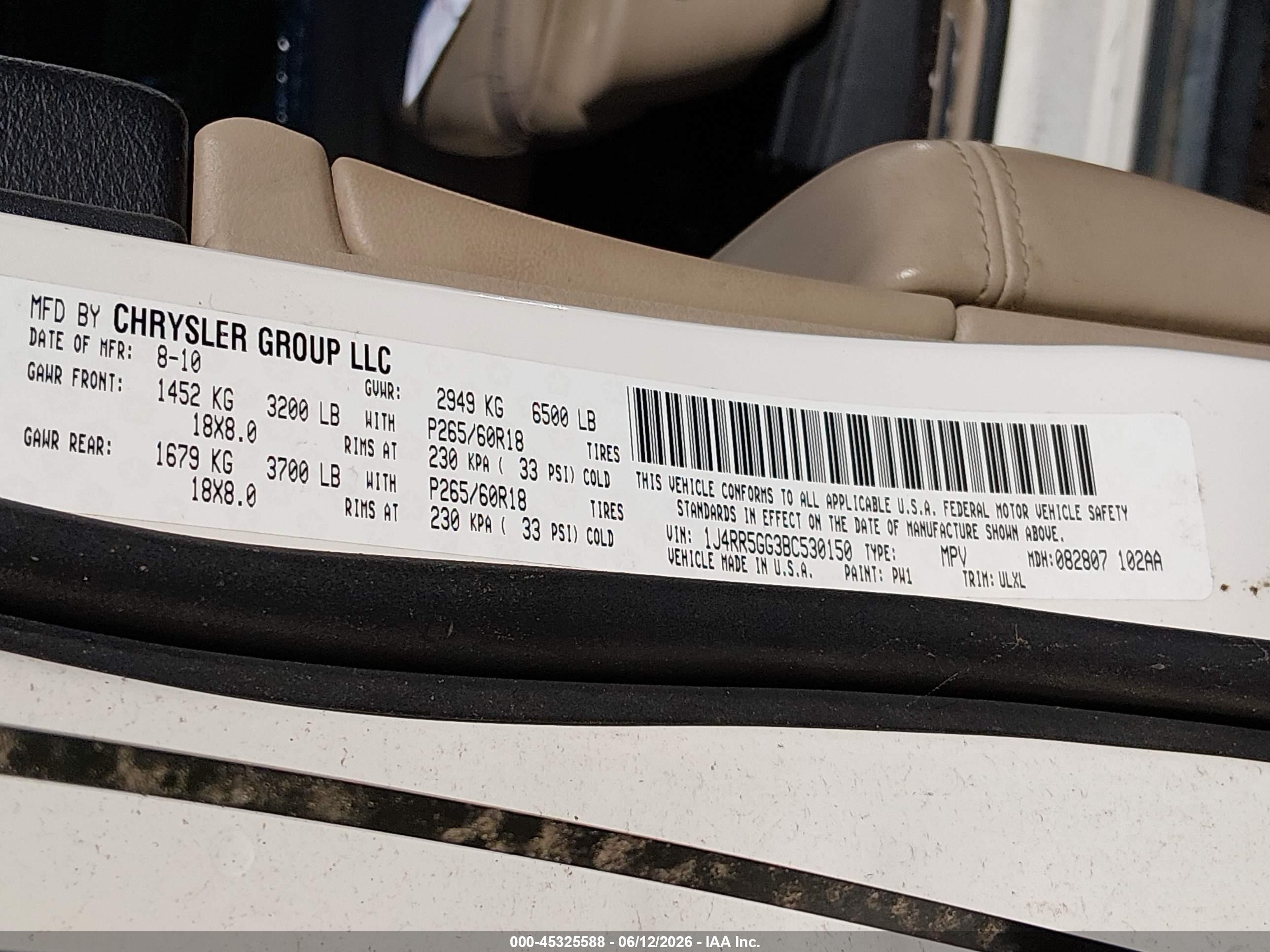 2011 Jeep Grand Cherokee Limited White vin: 1J4RR5GG3BC530150