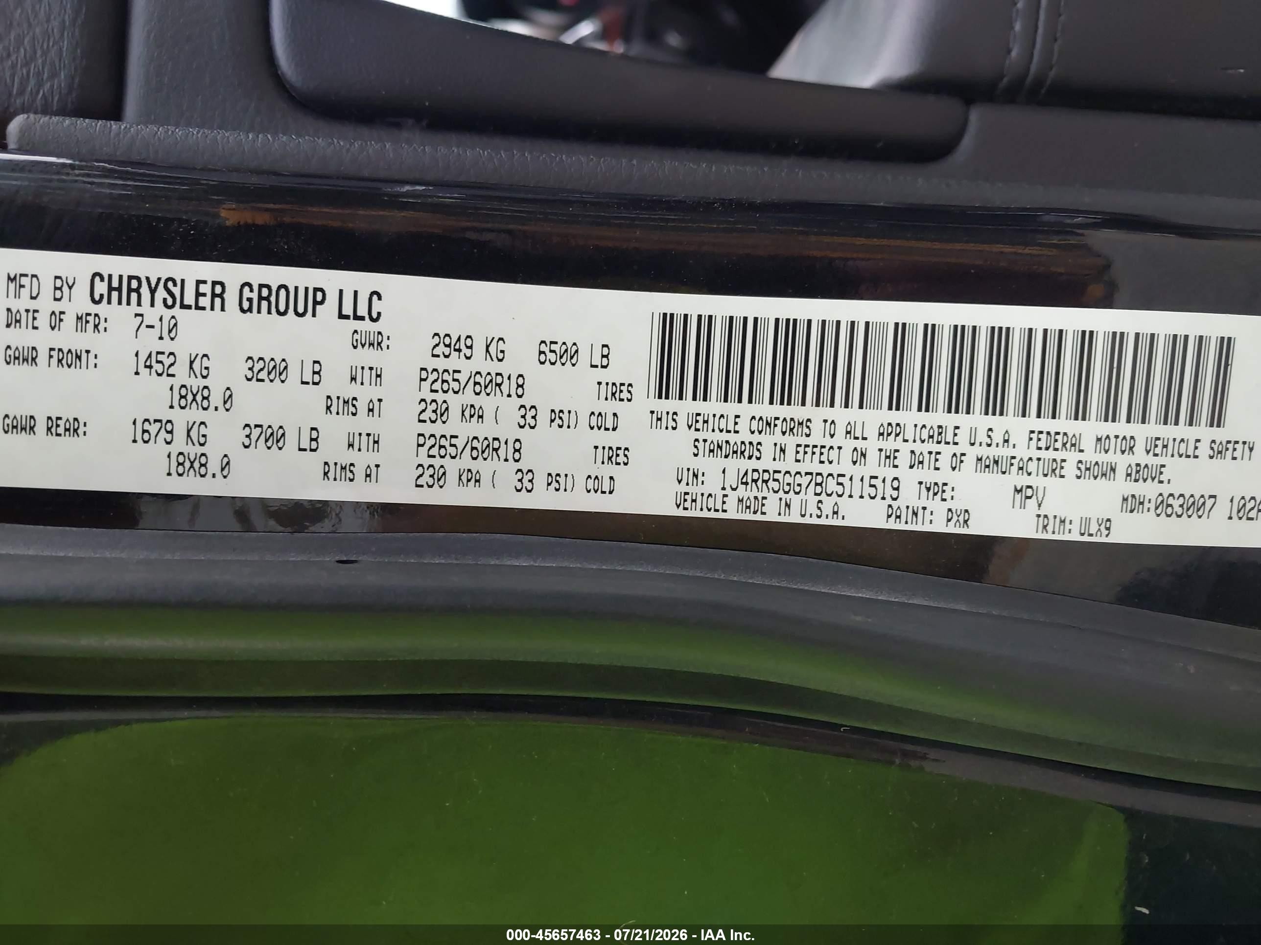 2011 Jeep Grand Cherokee Limited Black vin: 1J4RR5GG7BC511519